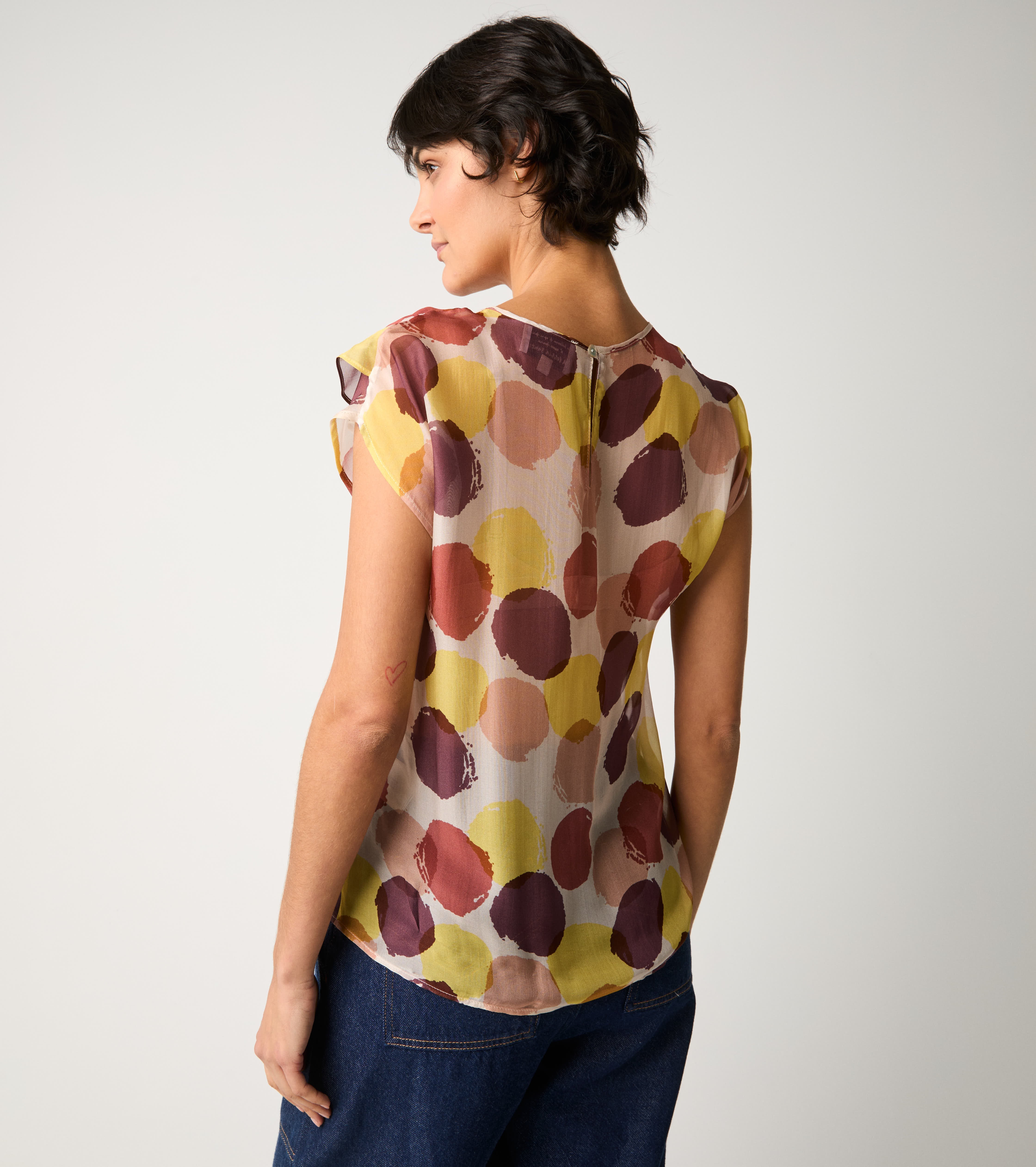 Polka dot ruffle blouse