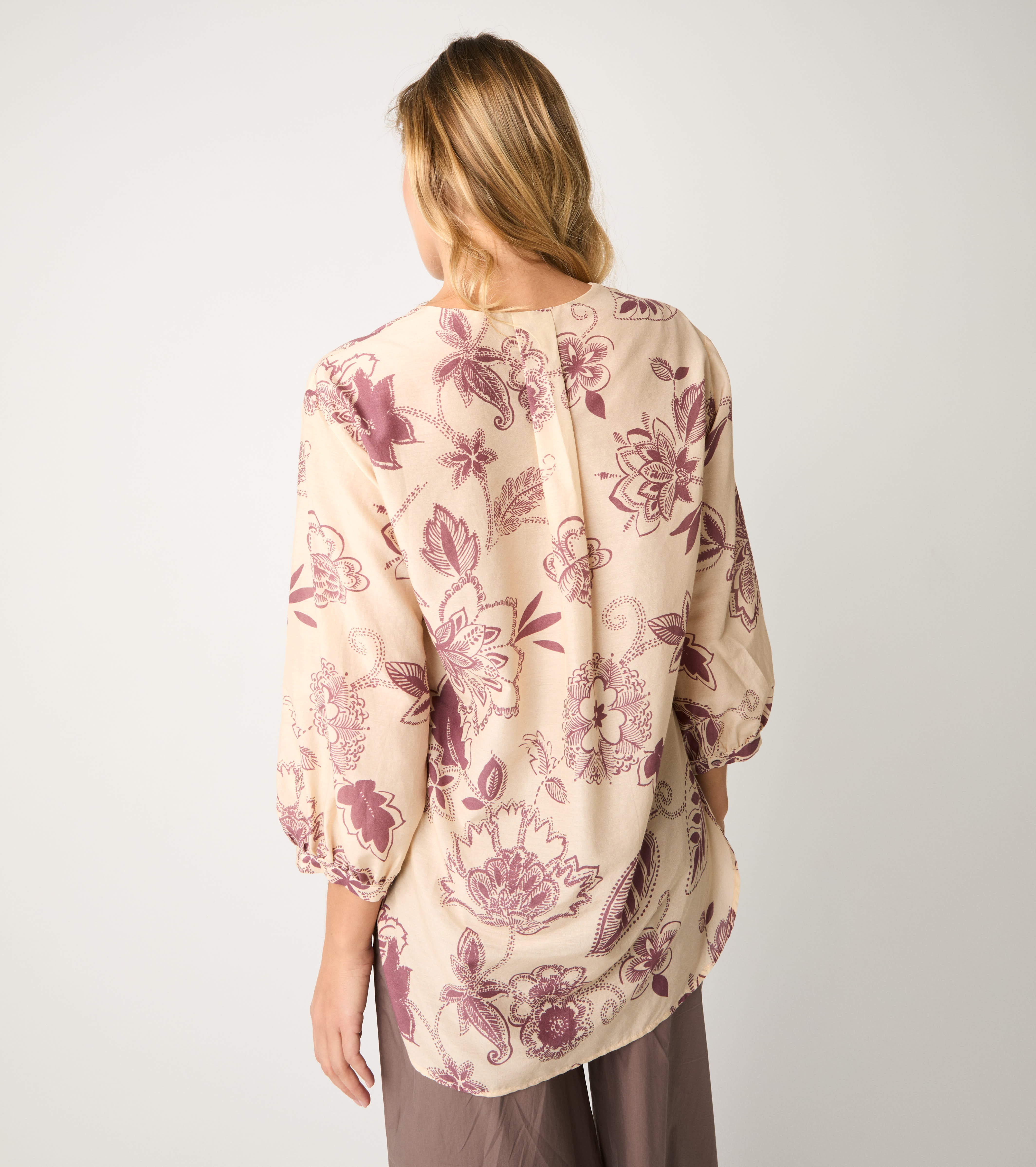 Camicia con stampa paisley floreale wine