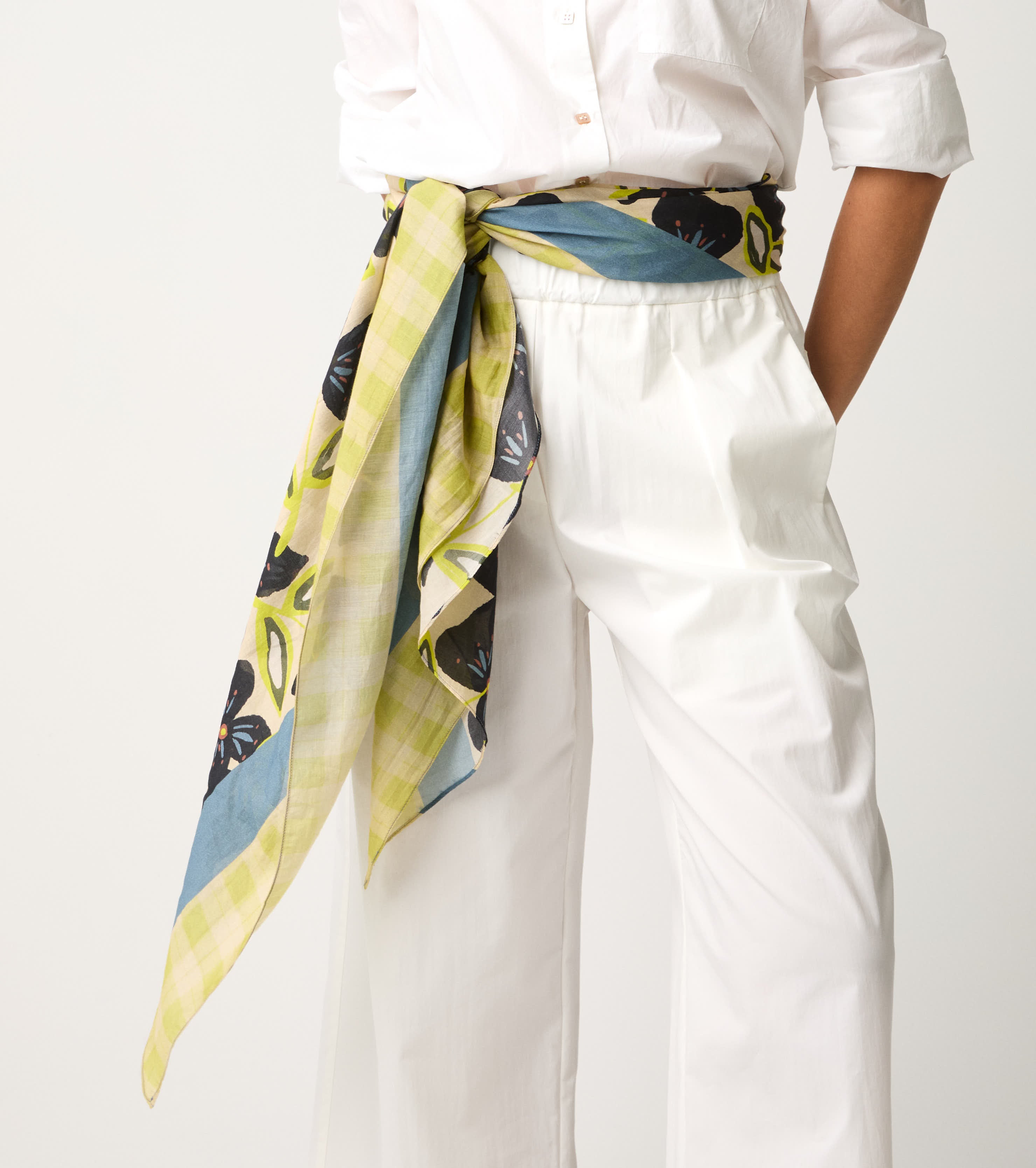 Floral silk blend scarf