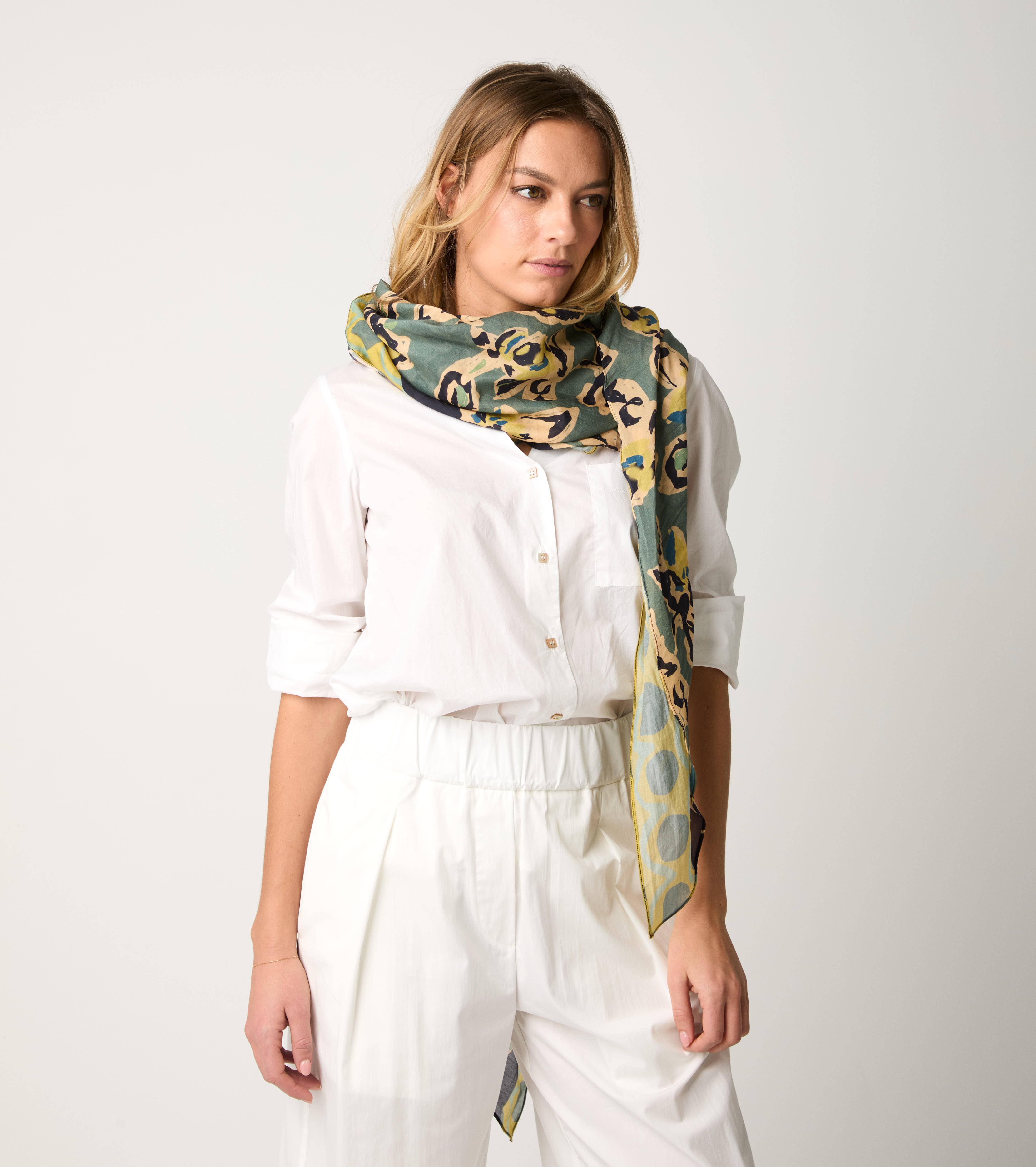 Cotton blend floral scarf