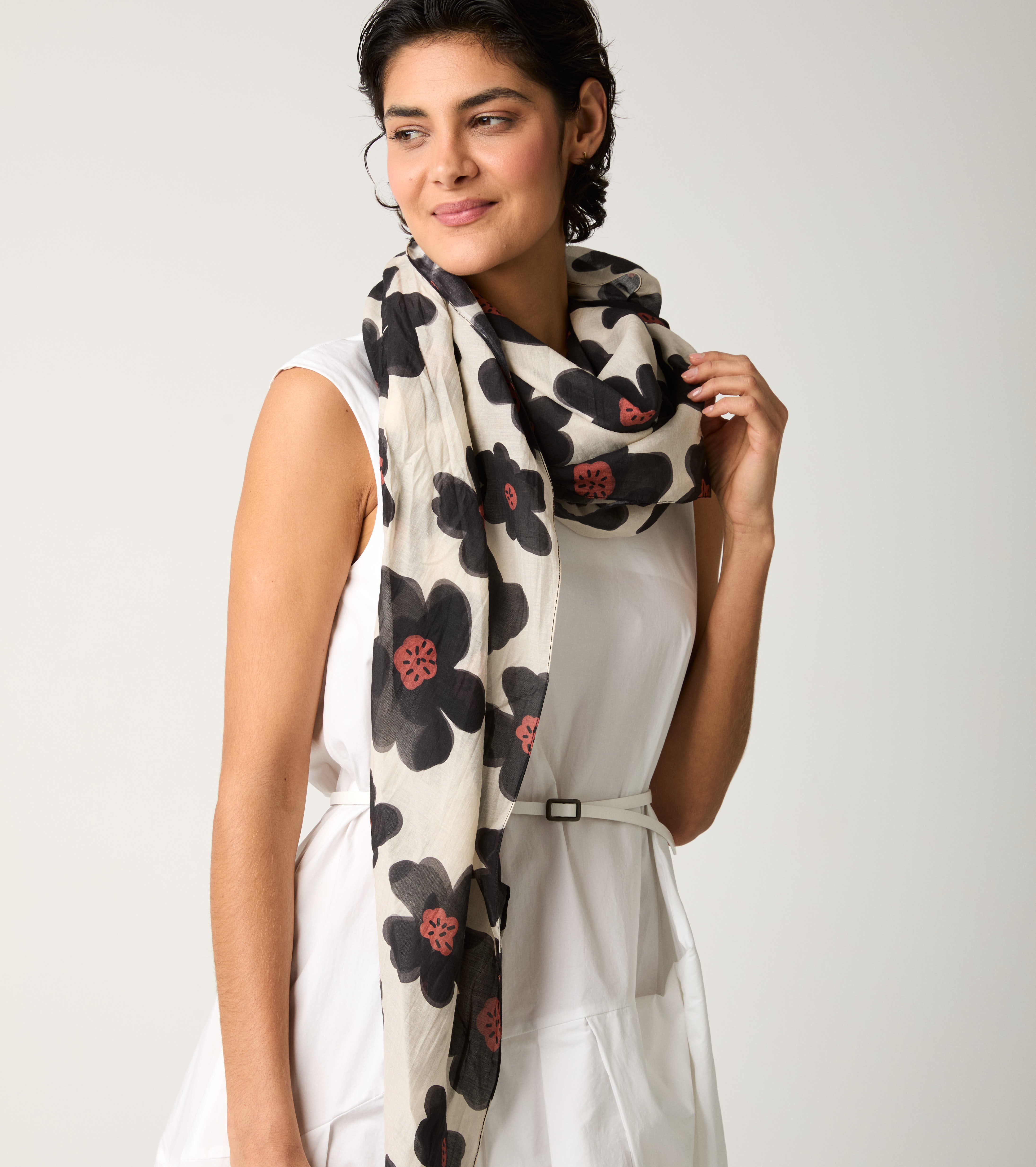 Butter silk blend floral scarf