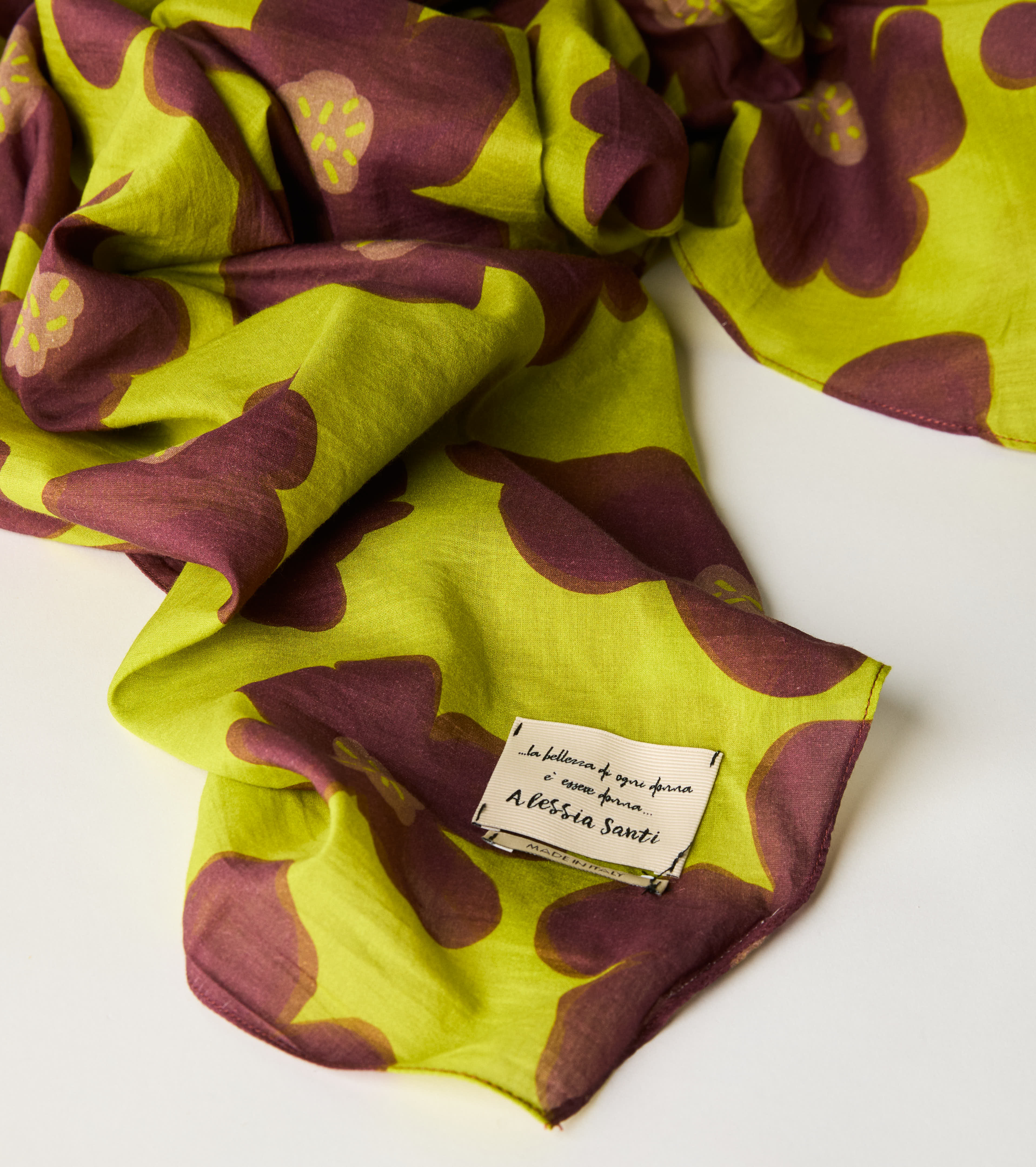 Neon silk blend floral scarf