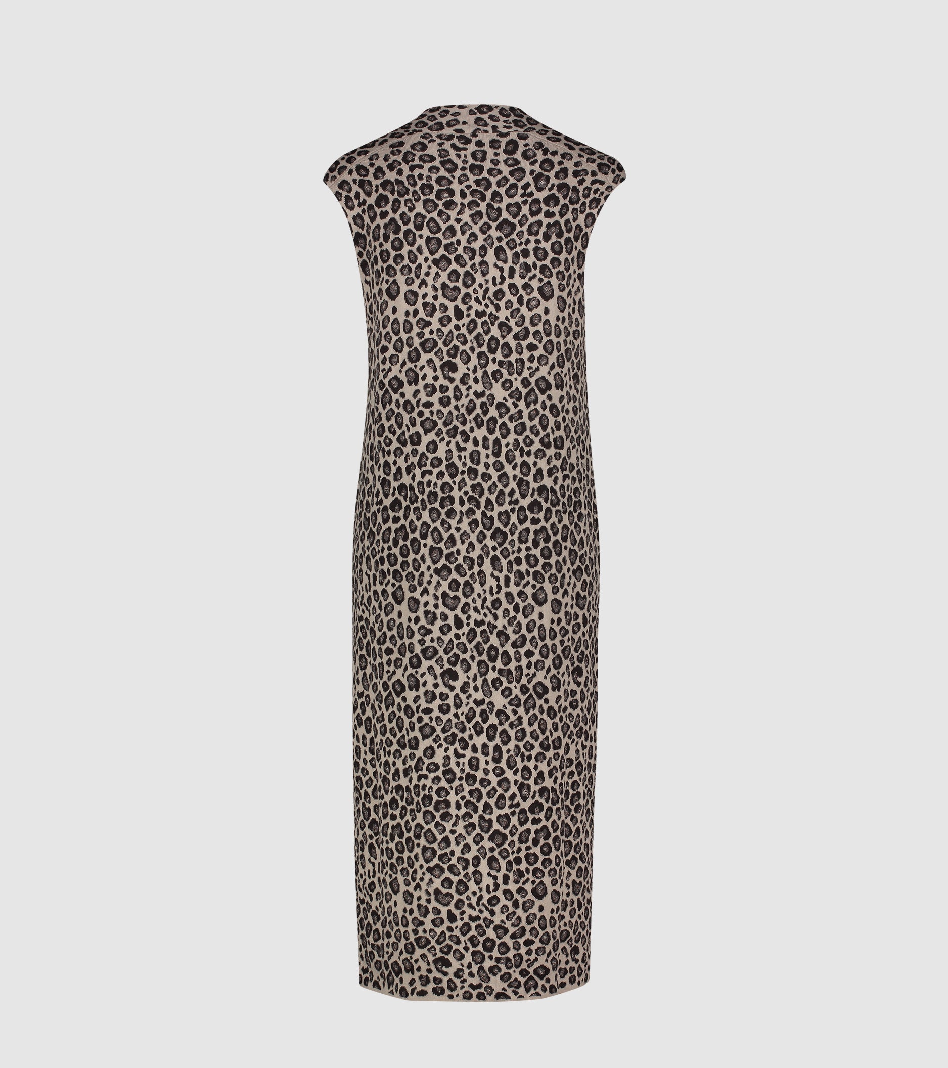 Animal print midi dress in cotton and wool jacquard knit