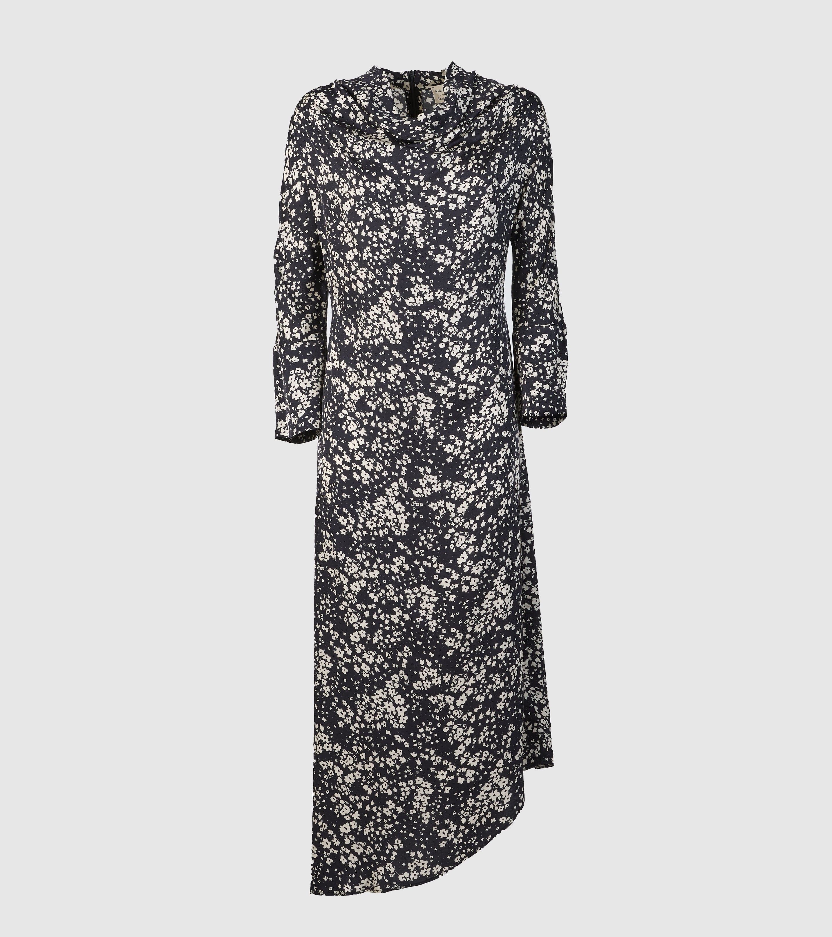 Asymmetrical Floral Print Midi Dress