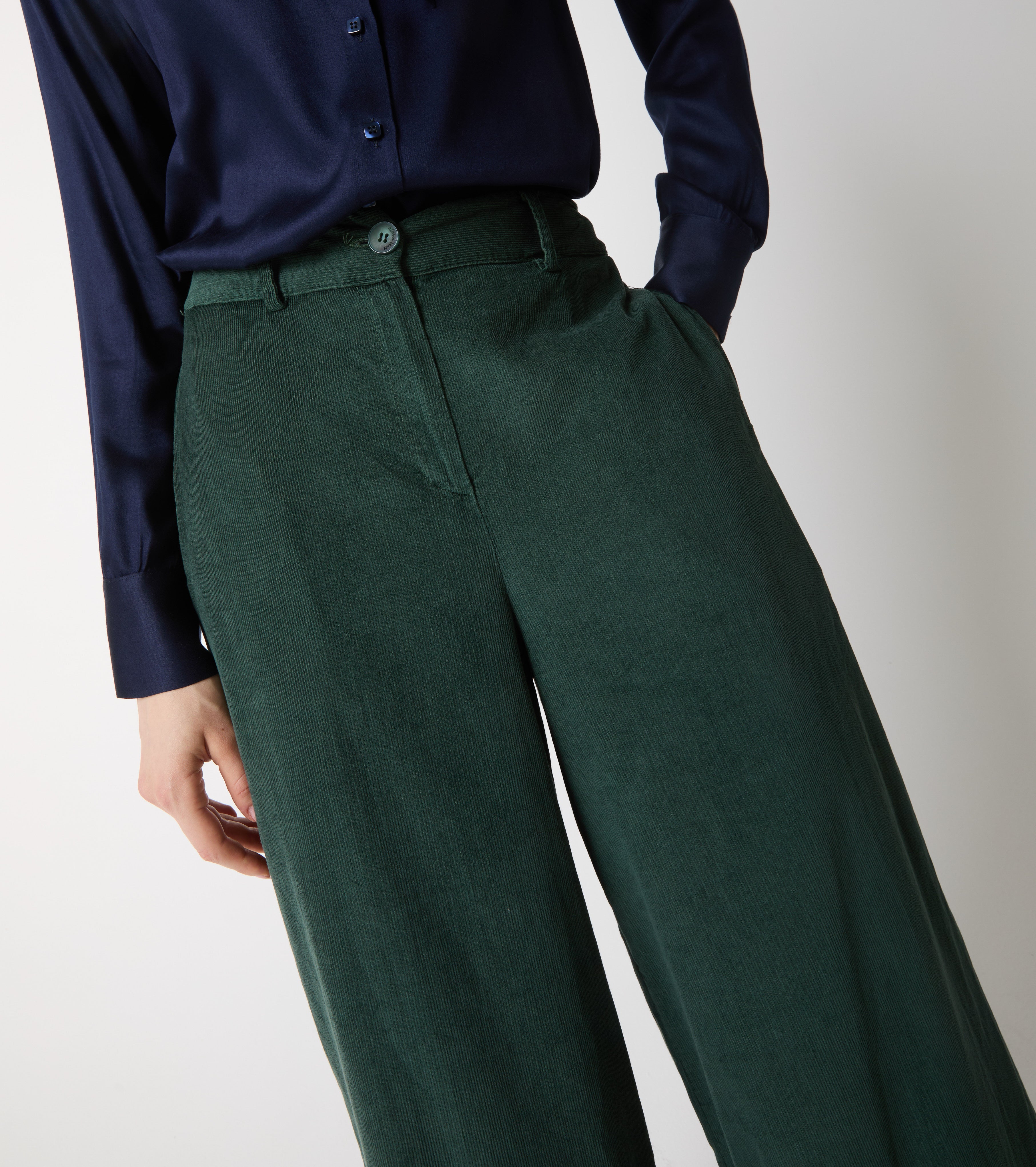 Pantaloni a palazzo in velluto di cotone