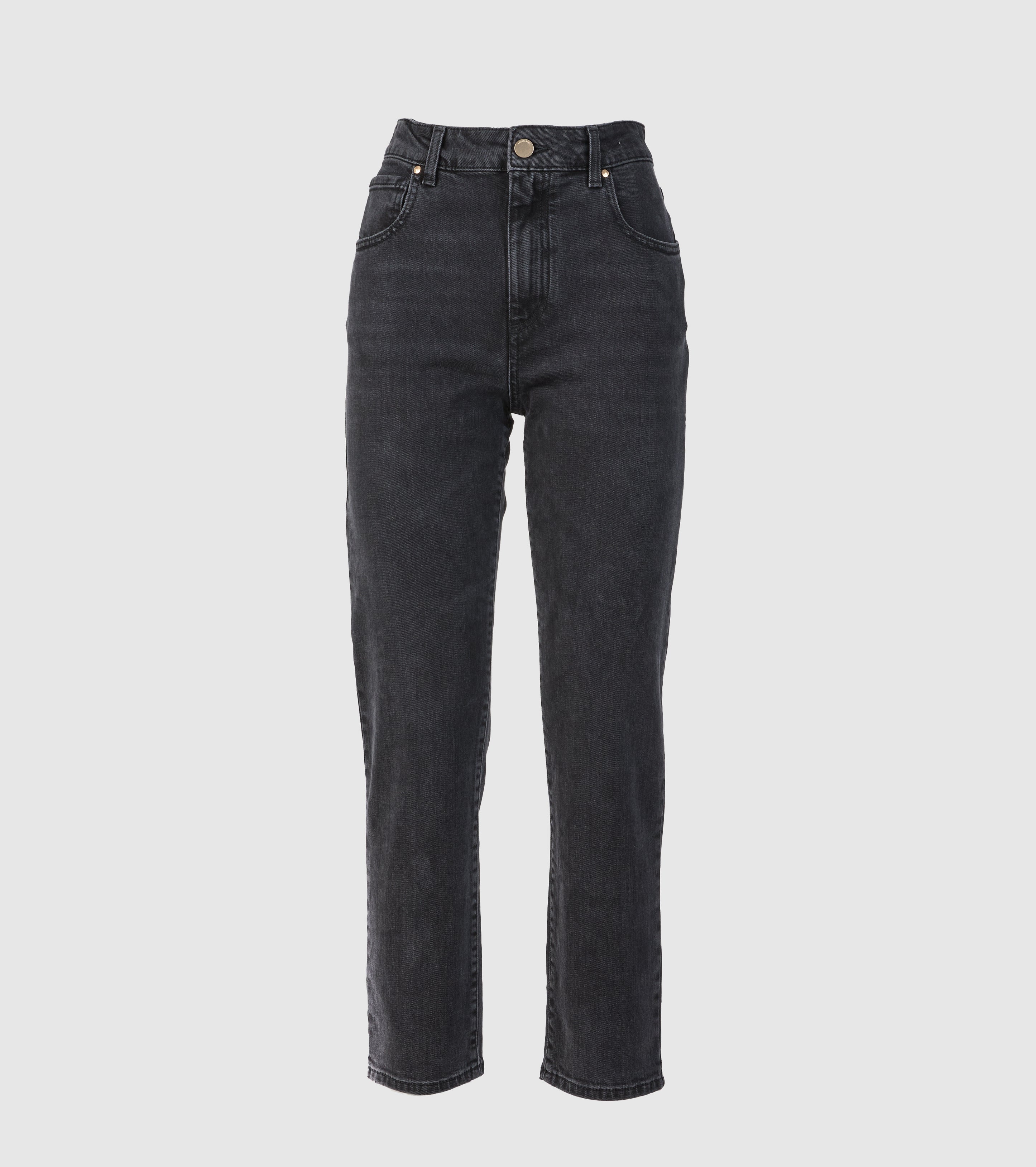 Straight Fit Jeans in Stonewashed Black Denim