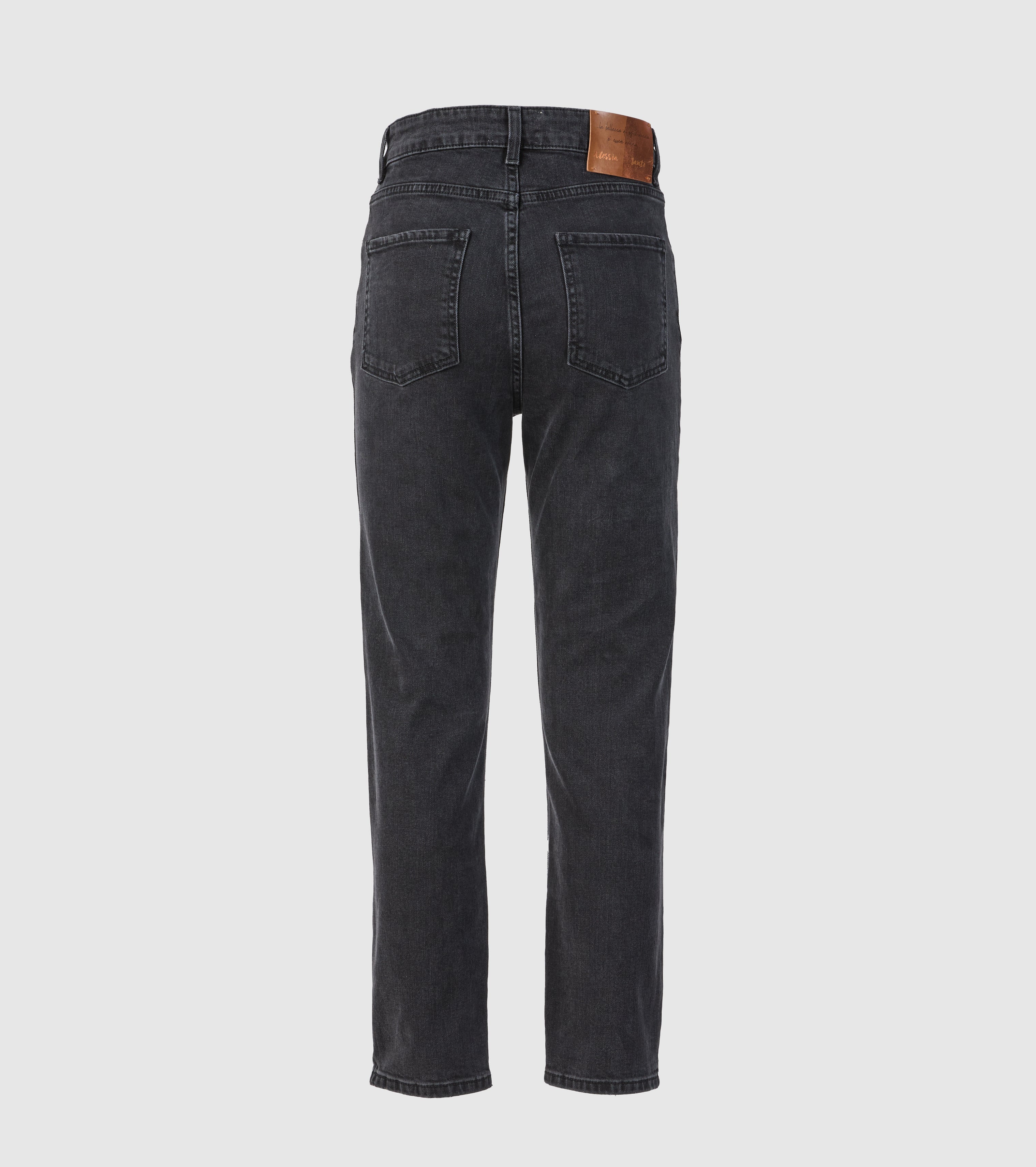 Straight Fit Jeans in Stonewashed Black Denim