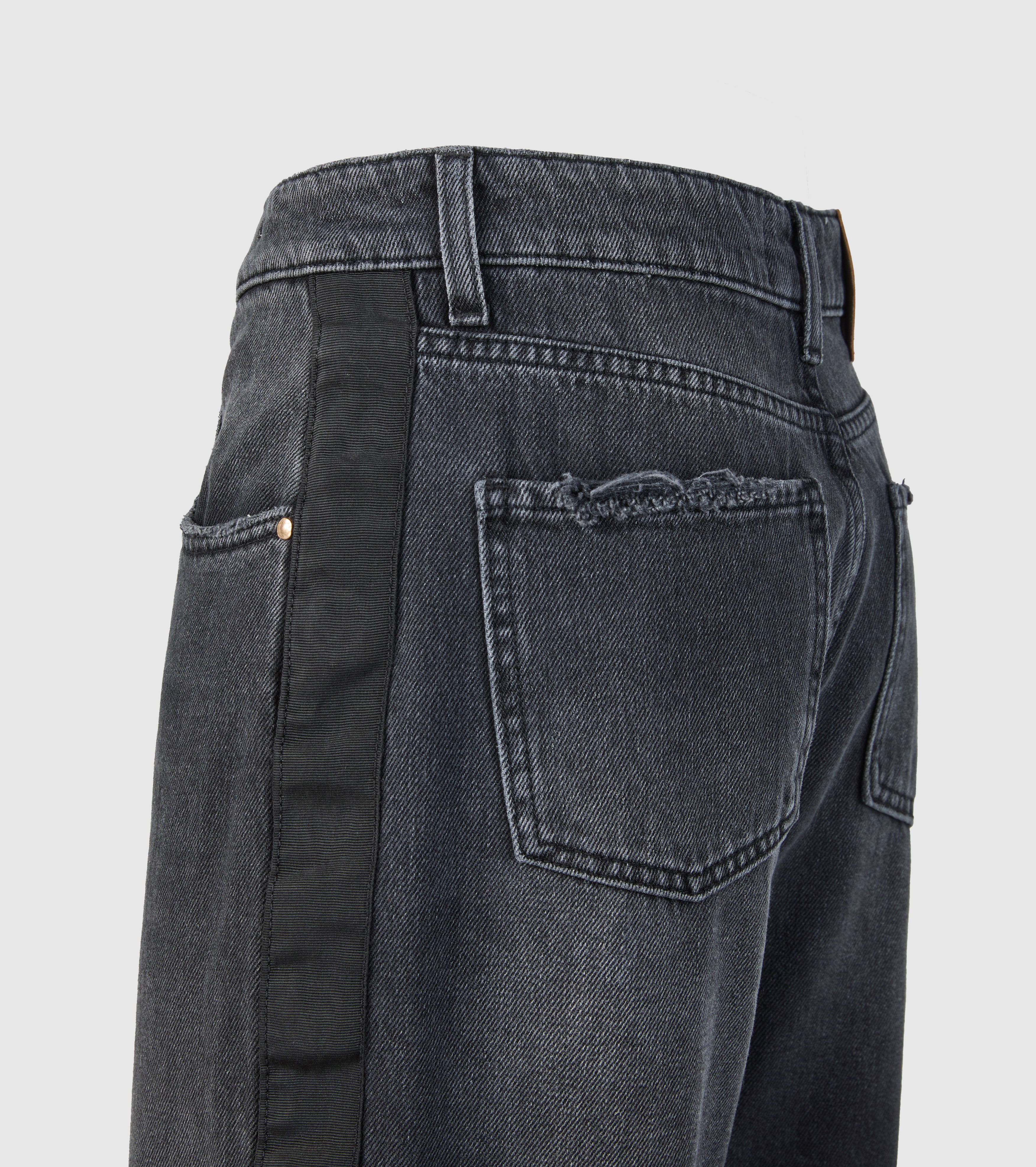Sorte palazzojeans i denim med bånd i siden