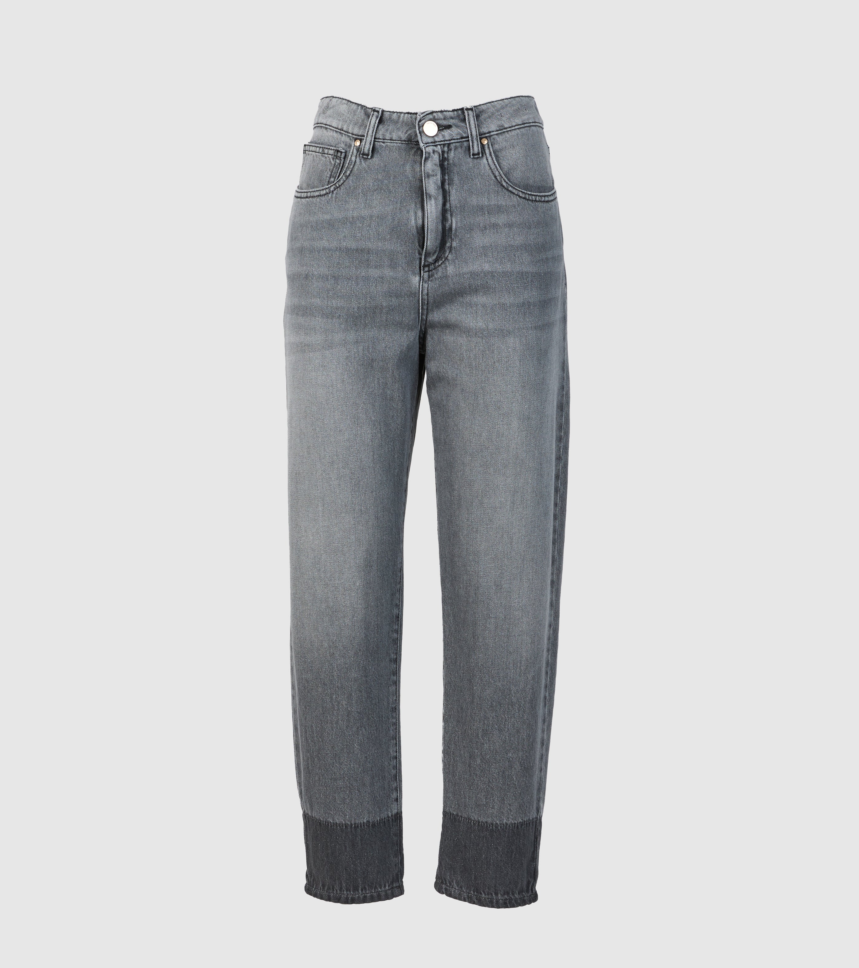 Grey Denim Jeans with Contrasting Bottom