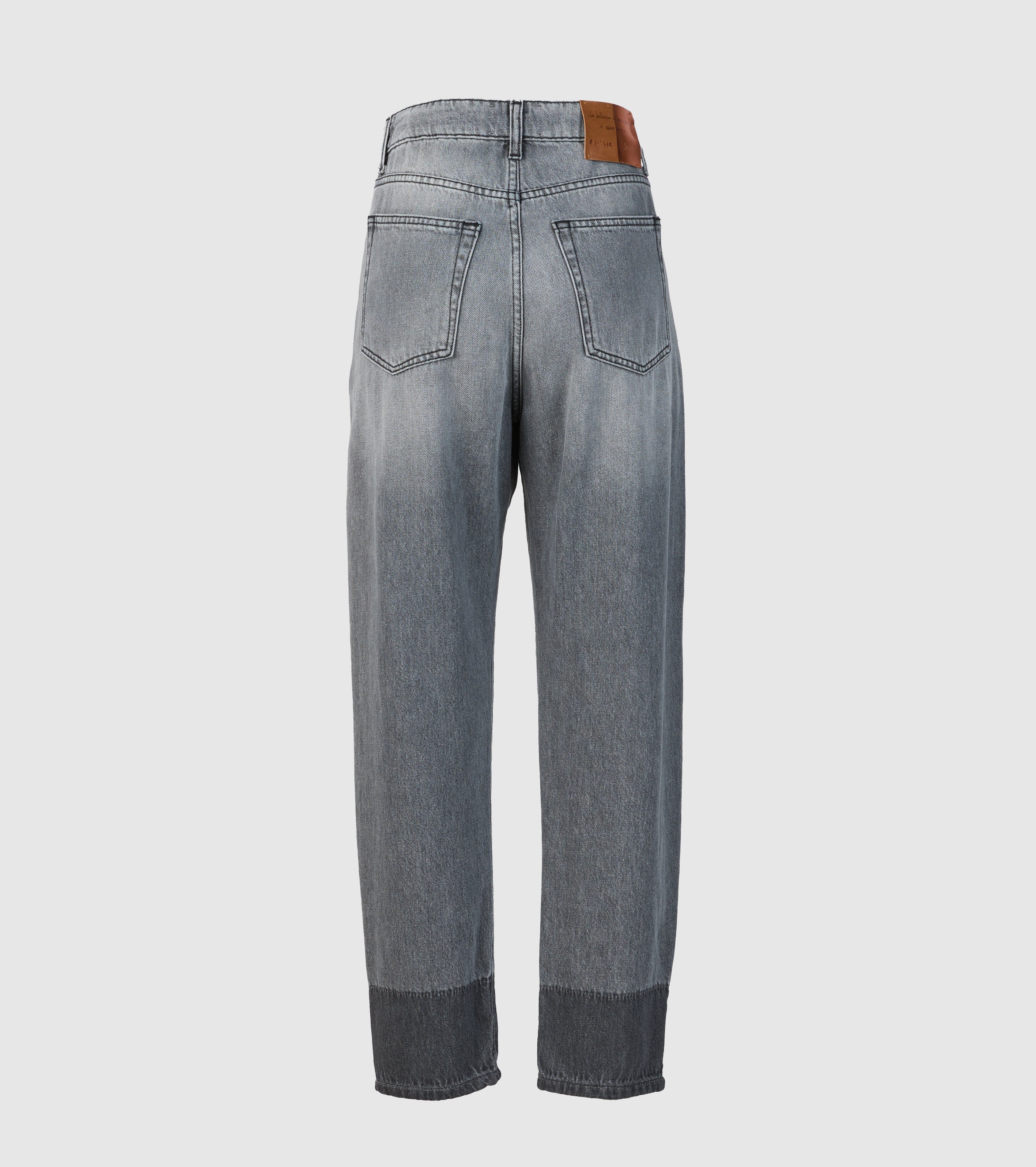 Grå denimjeans med kontrastfarvet bund