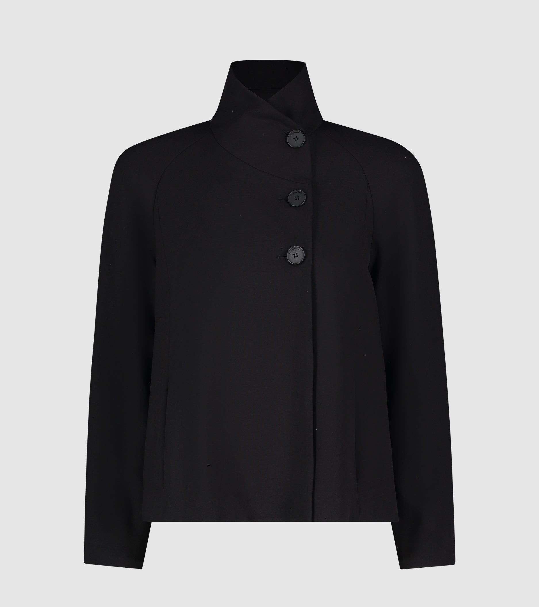 Double-breasted jacket with high collar