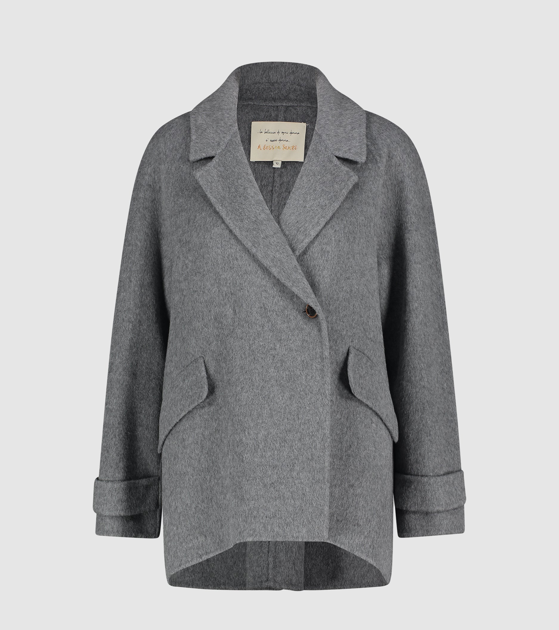 Cappotto doppiopetto in panno di lana e seta