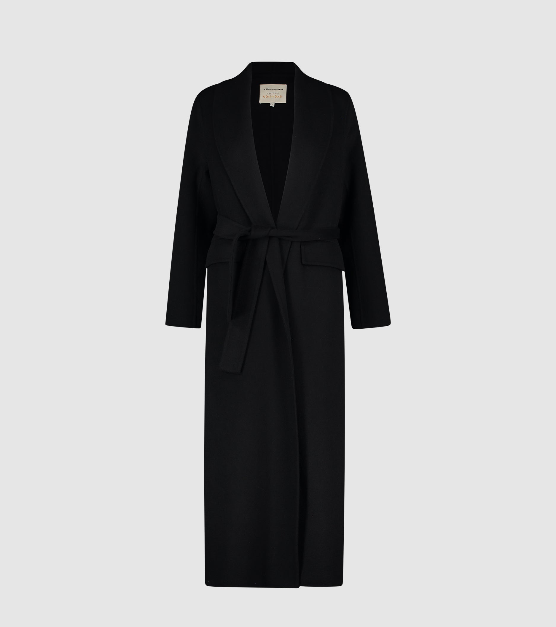 Cappotto lungo in lana con cintura
