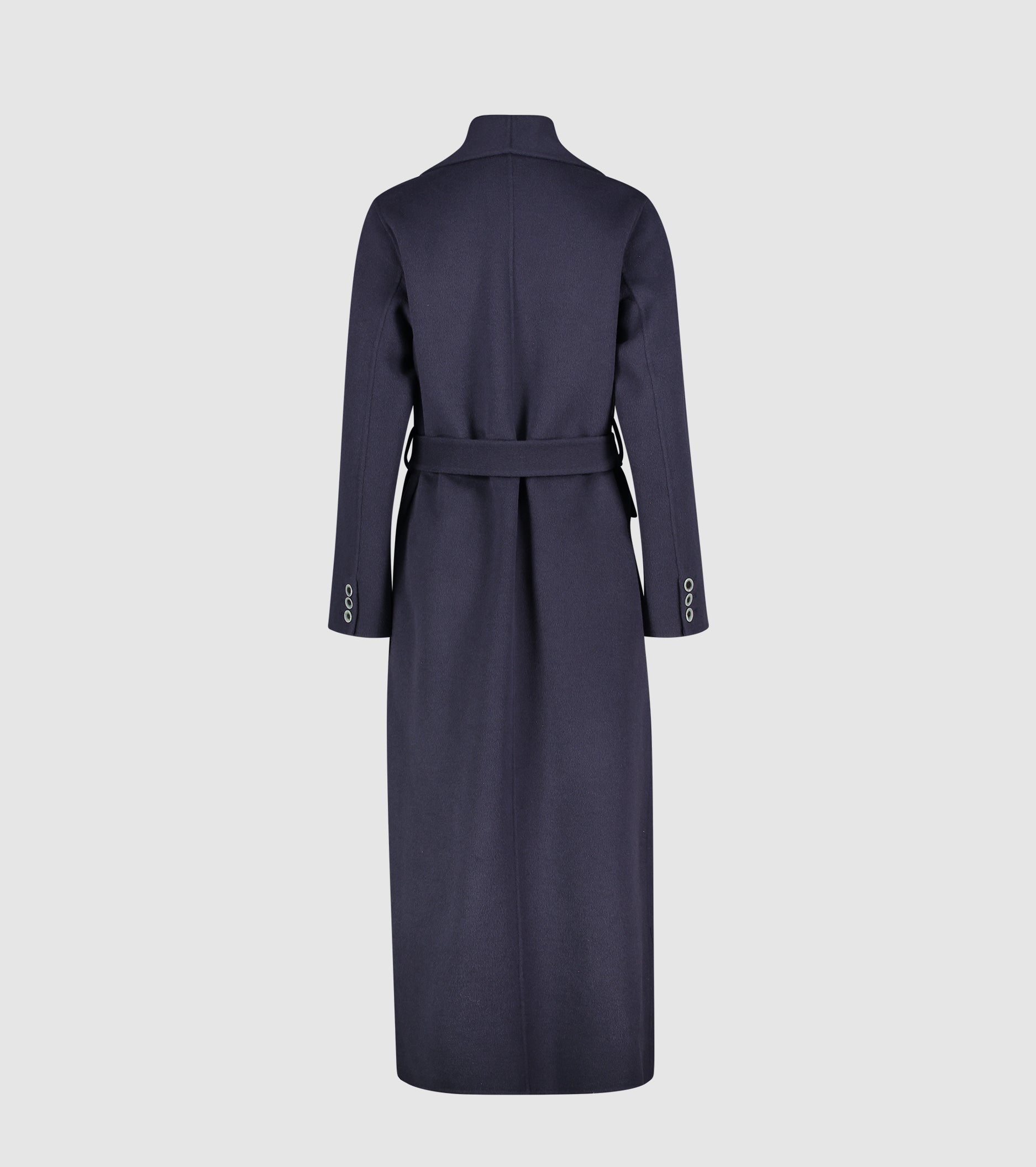 Cappotto lungo in lana con cintura