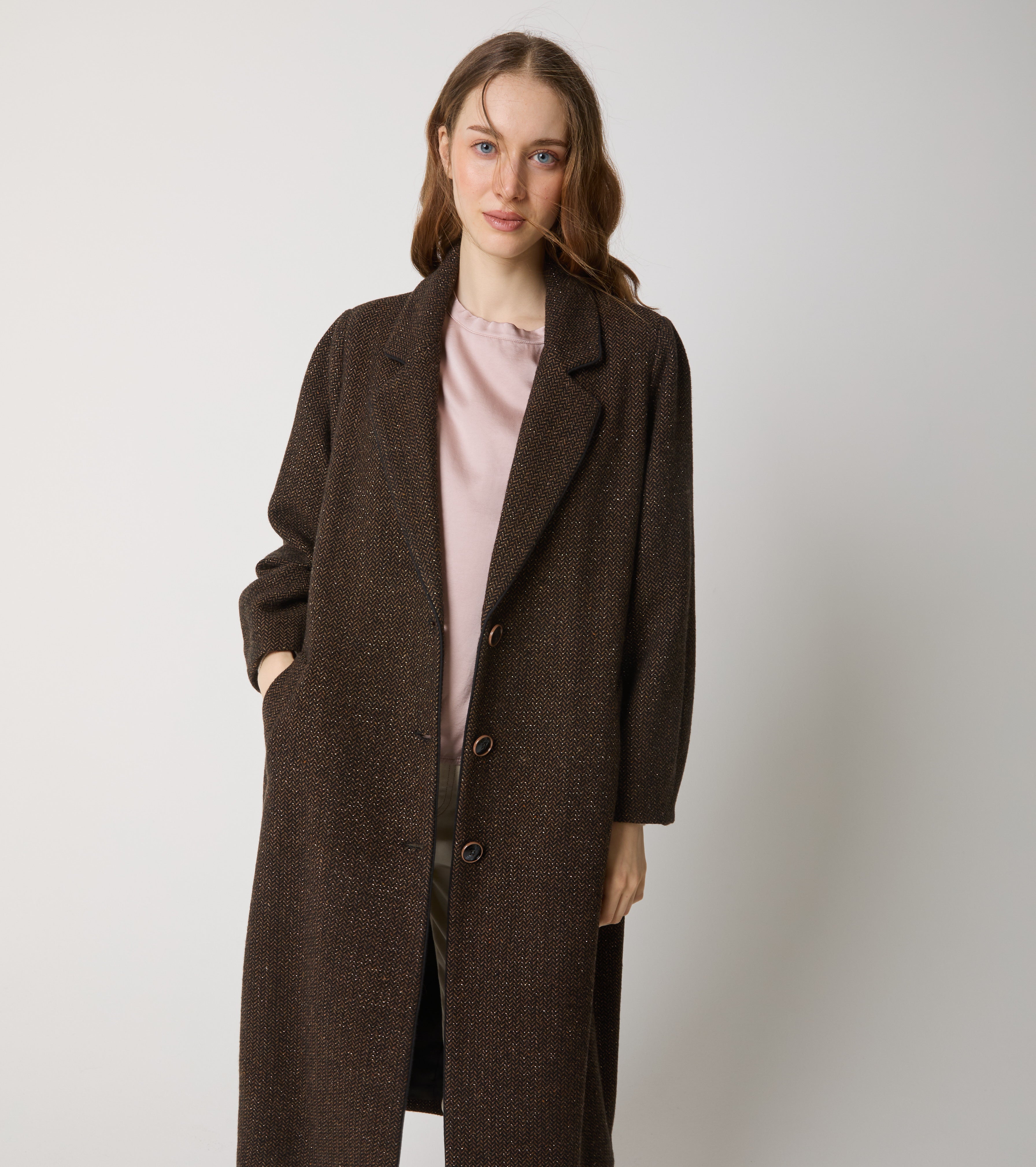 Cappotto in lana con revers