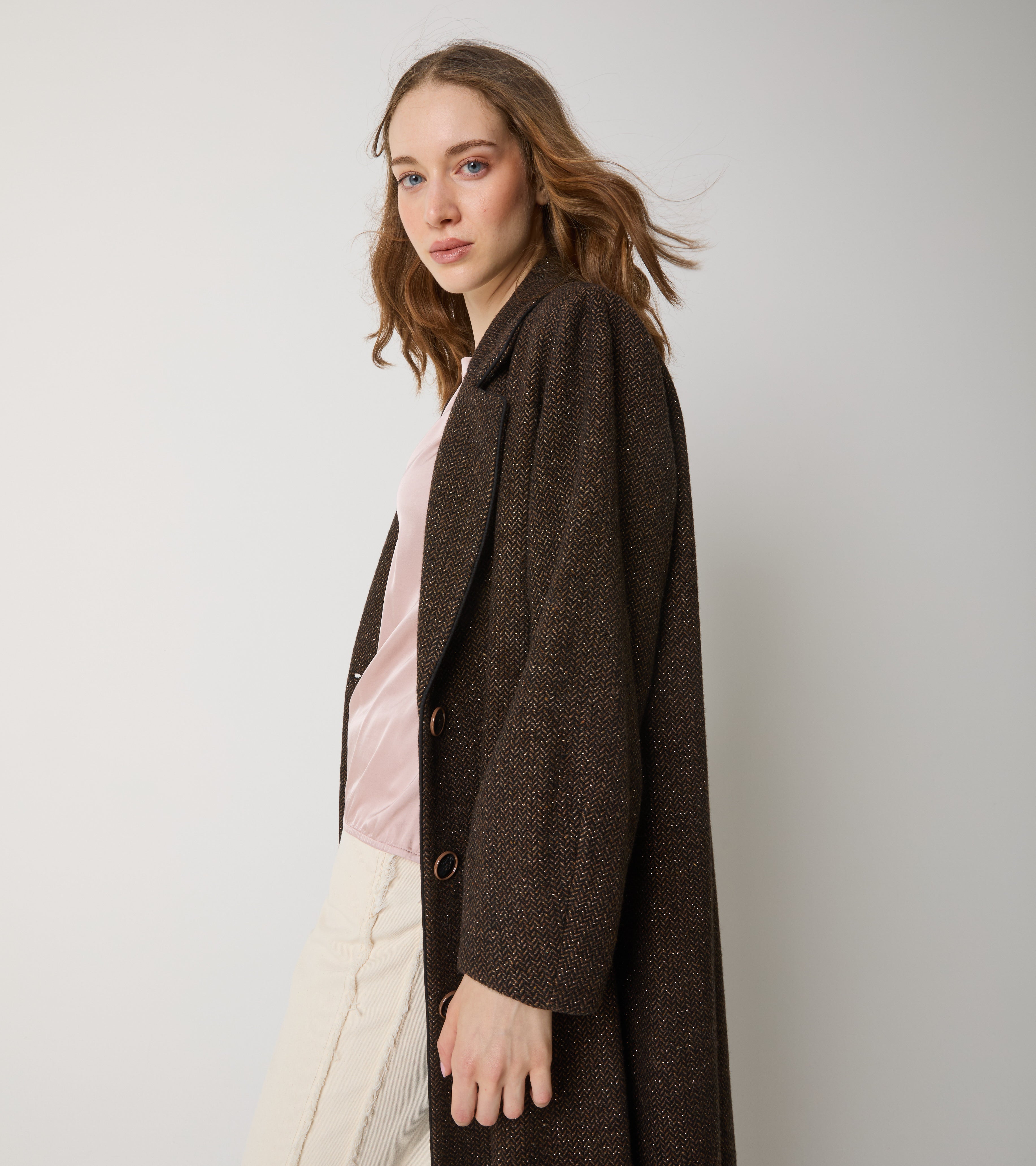 Cappotto in lana con revers