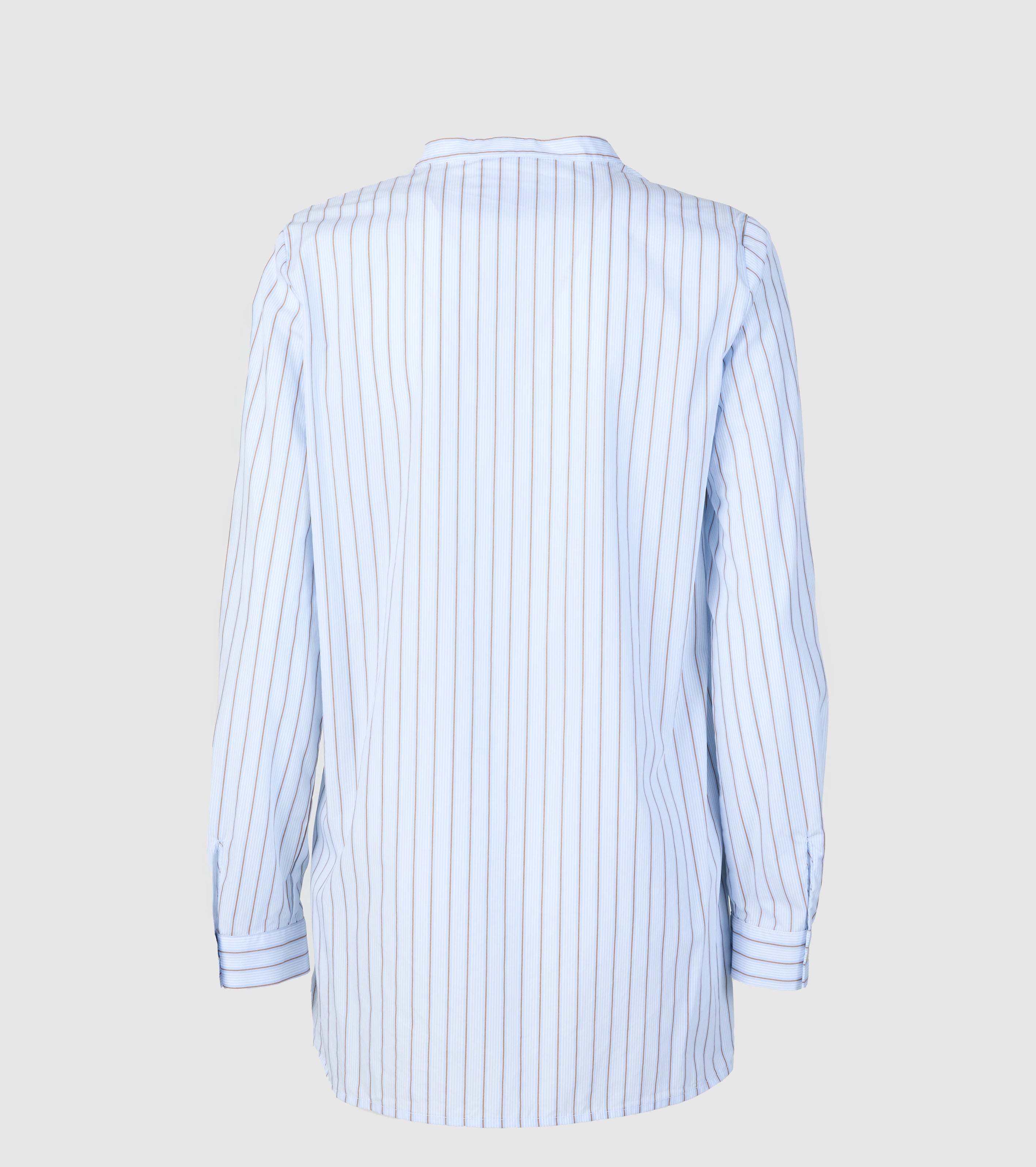 Camicia in Cotone a Righe con Collo alla Coreana
