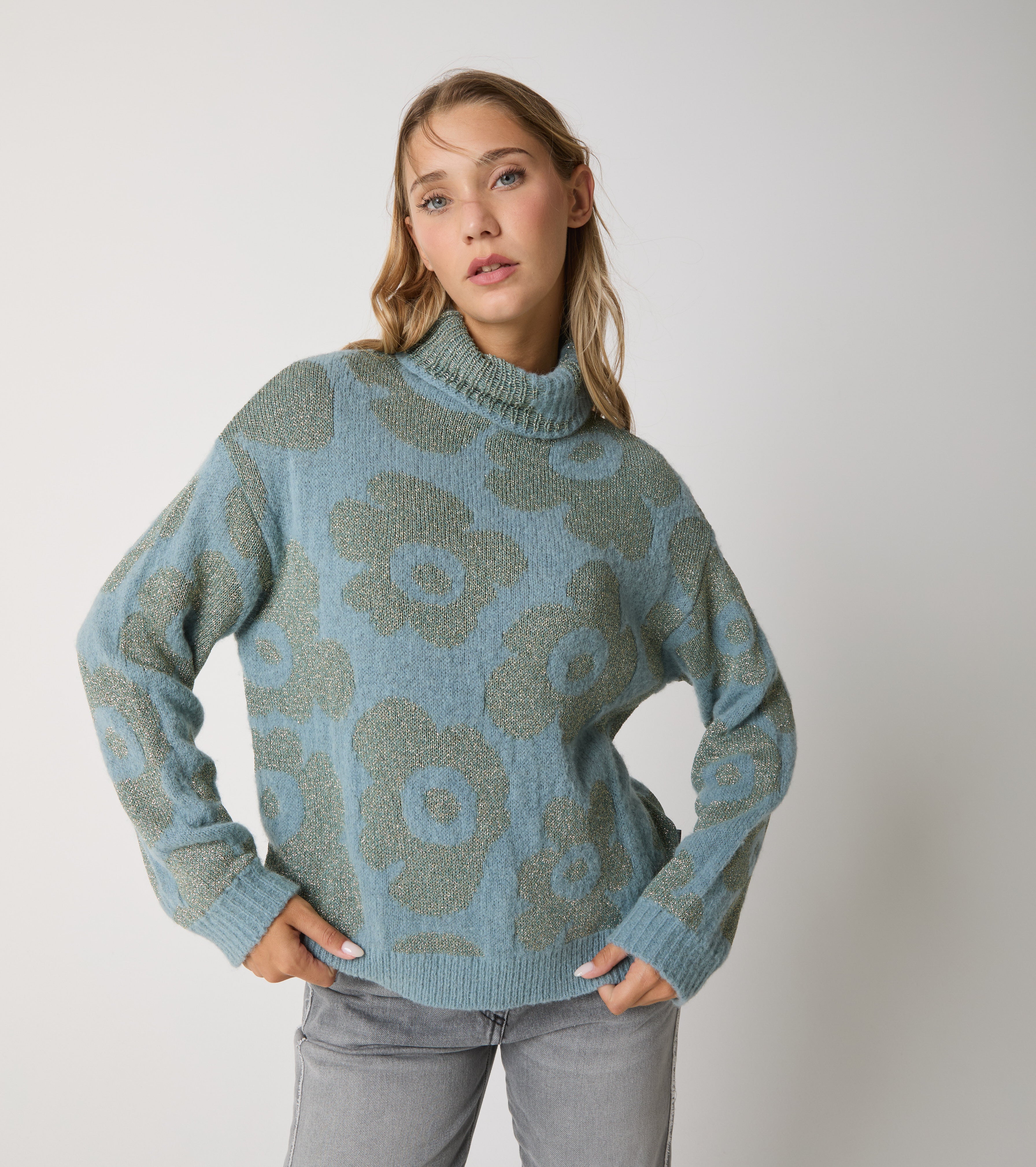 Jacquard alpaca and wool turtleneck sweater