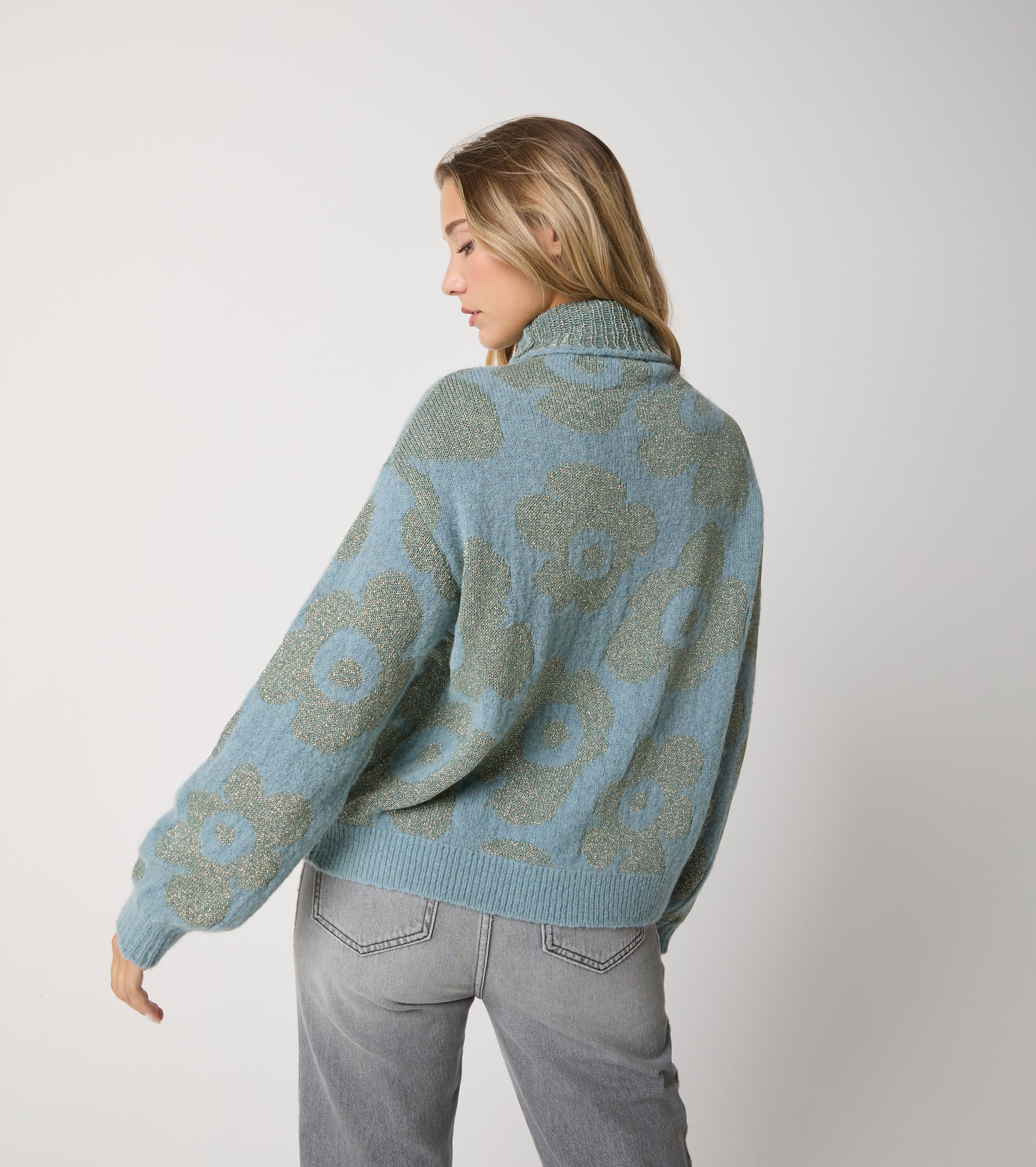 Jacquard alpaca and wool turtleneck sweater