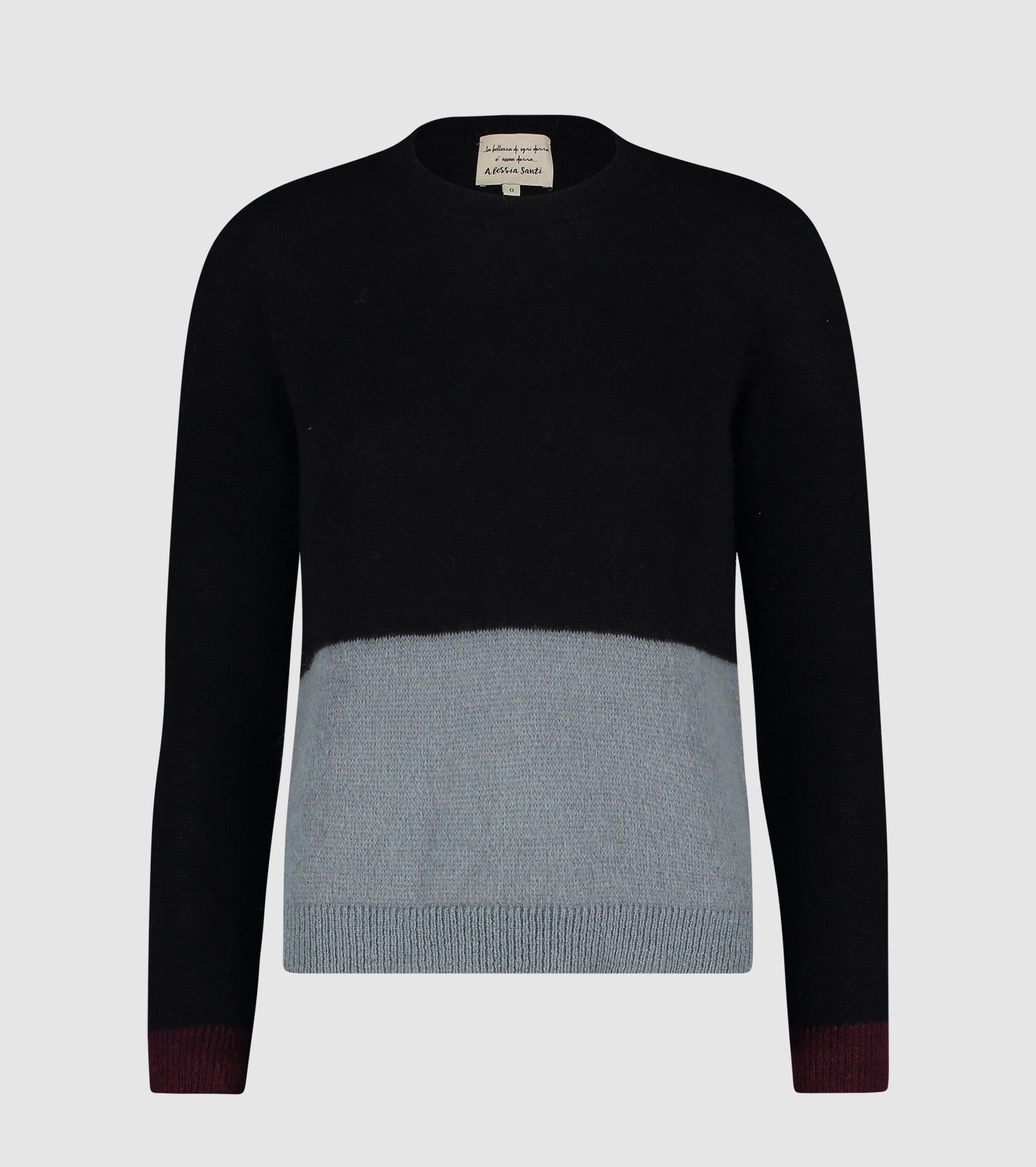 Colour block-sweater med rund hals i alpaka og uld