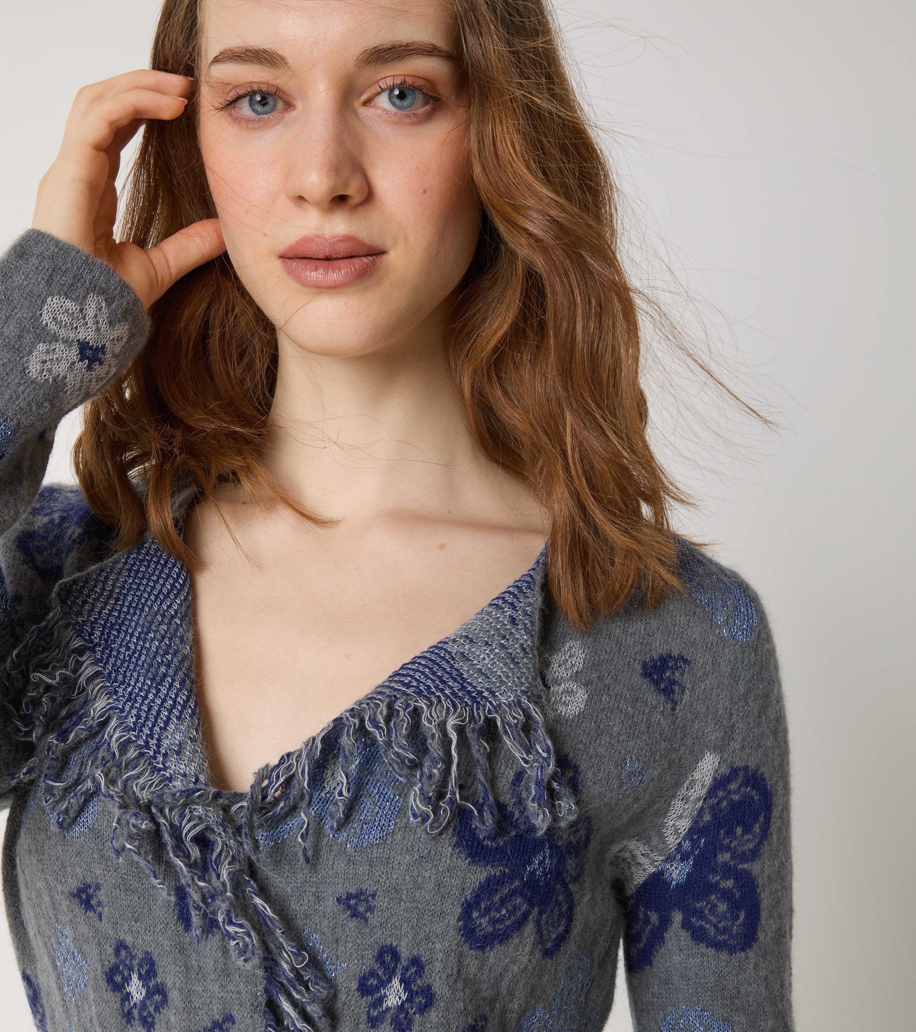 Cardigan in alpaca e cashmere jacquard