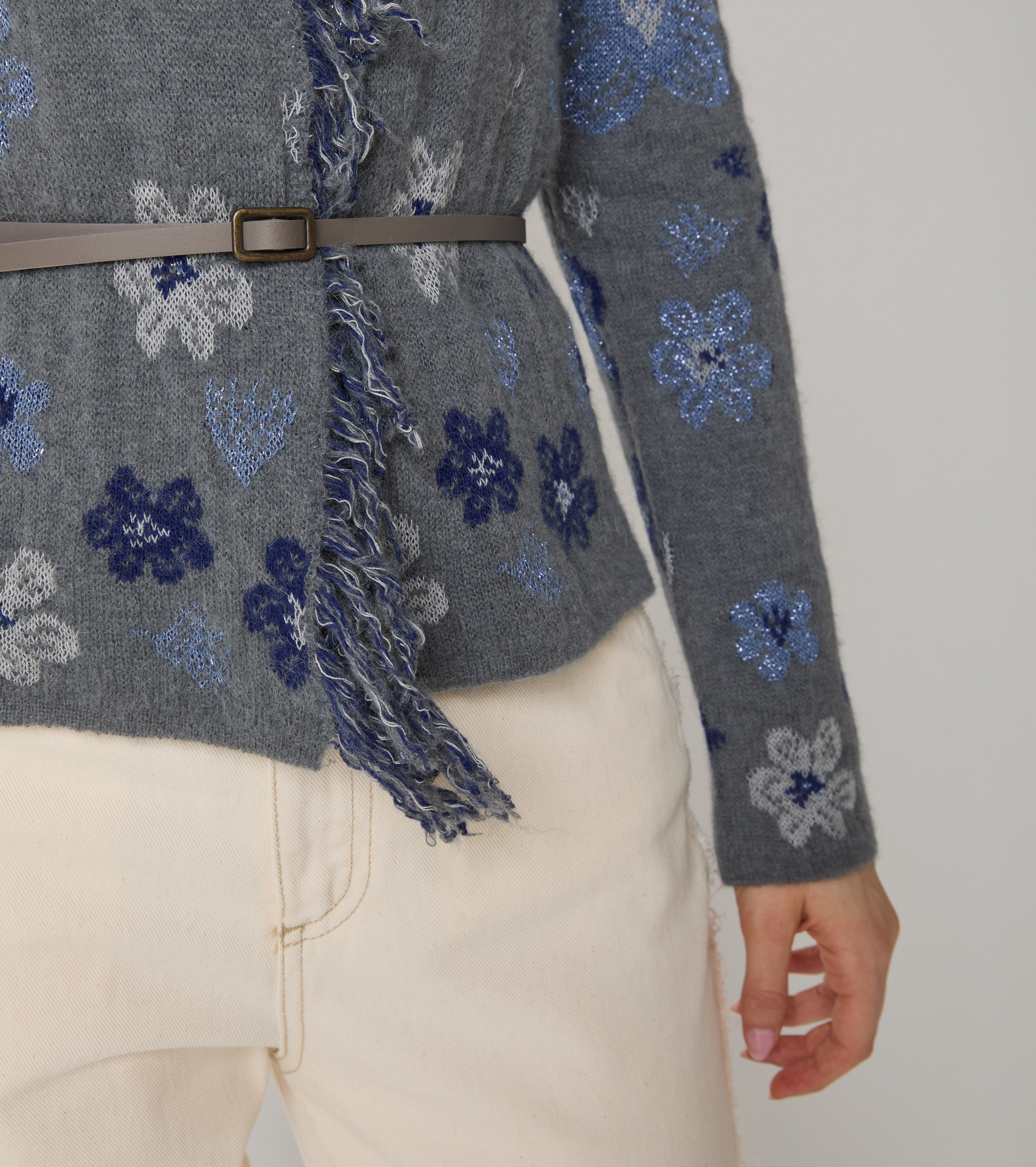 Cardigan in alpaca e cashmere jacquard