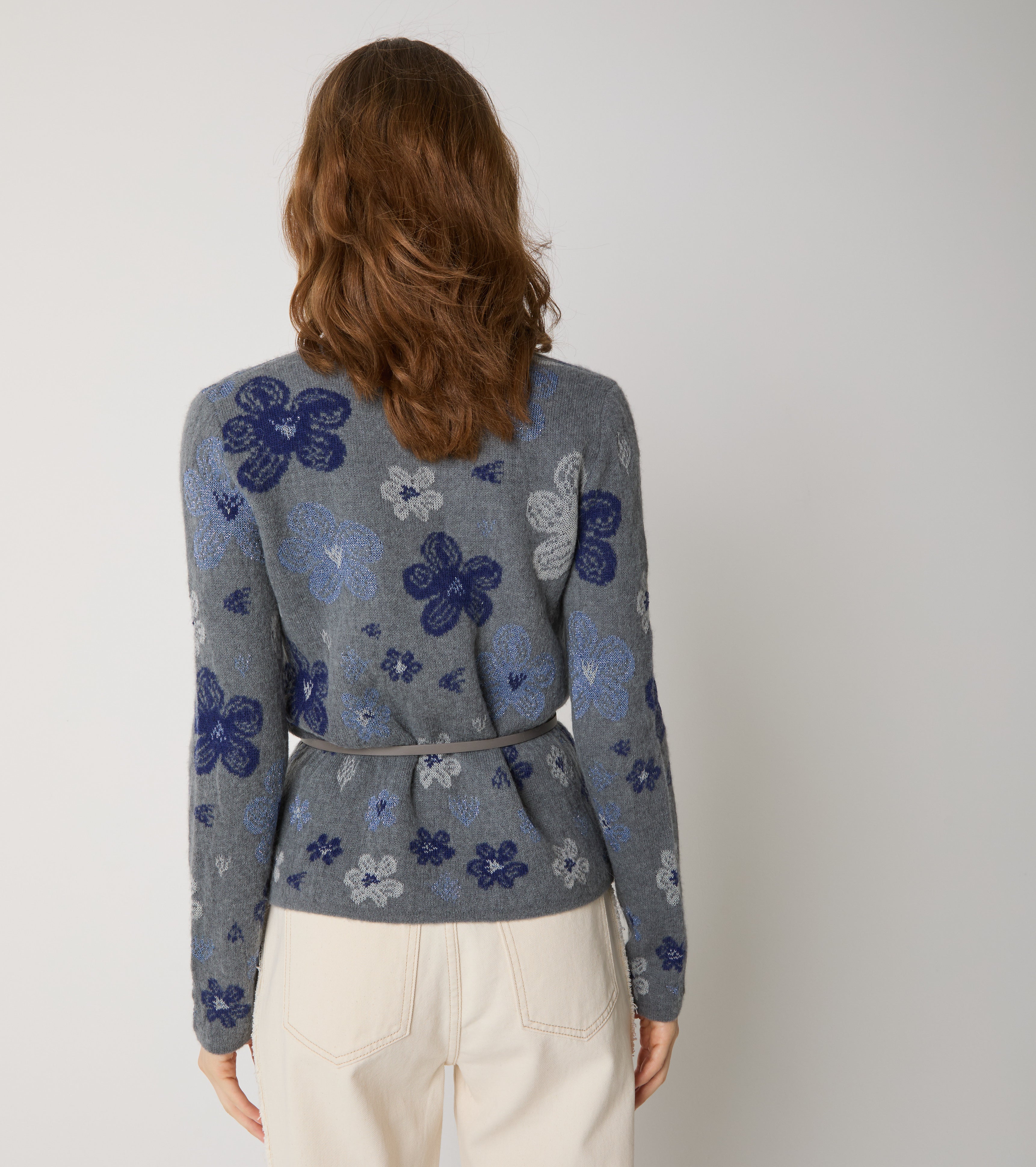 Cardigan in alpaca e cashmere jacquard