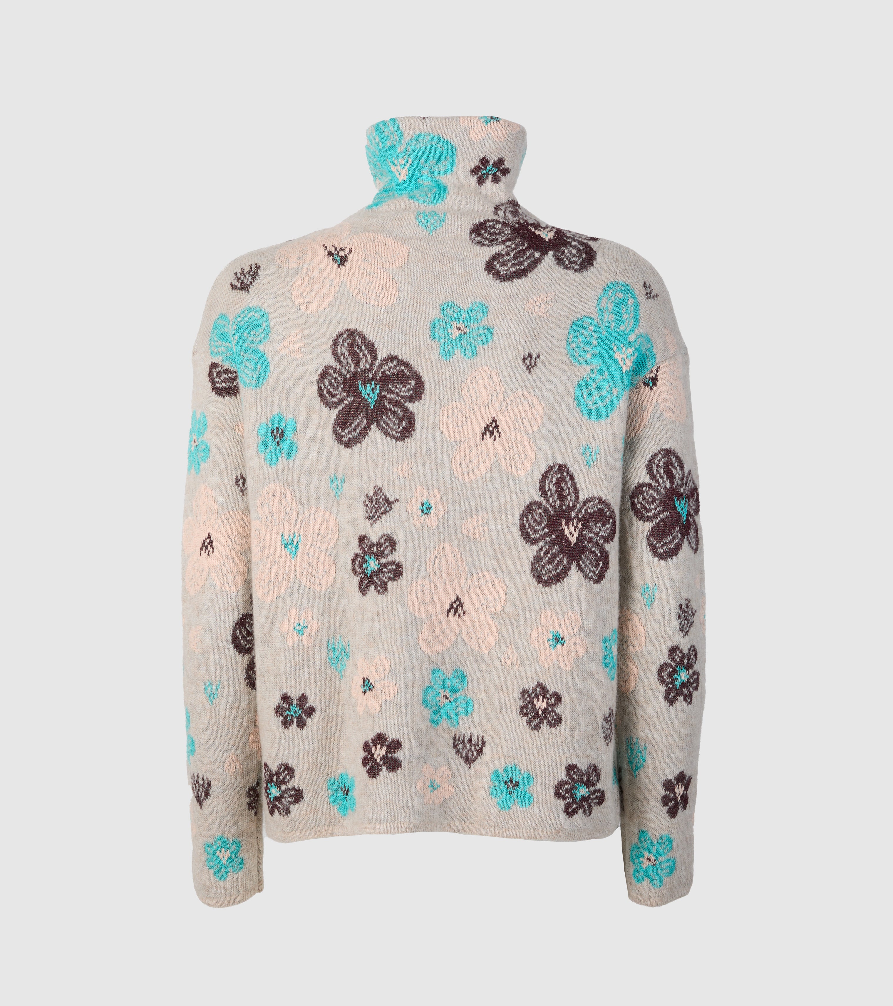Jacquard-rullekravesweater i alpaka og uld