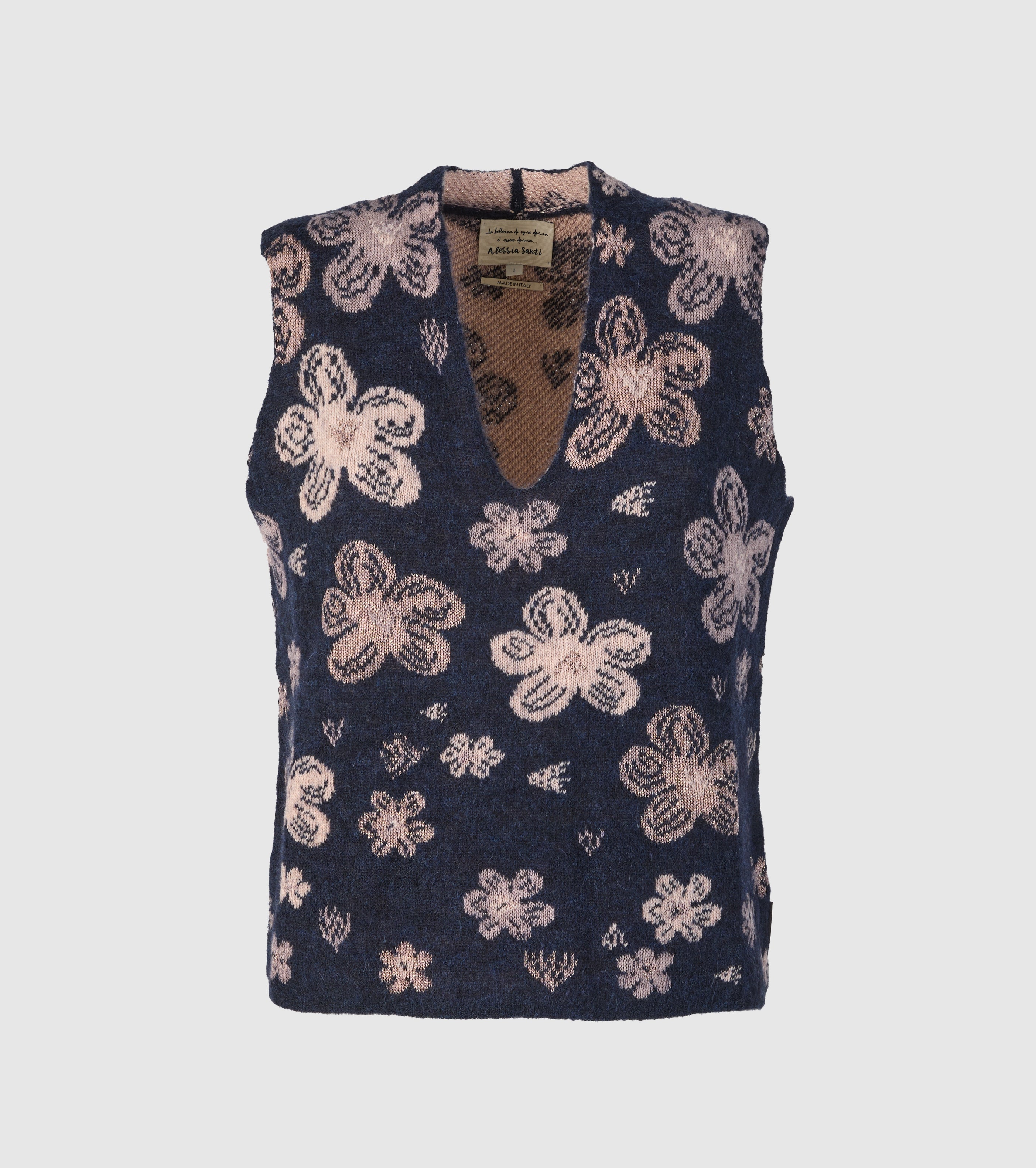Jacquard-vest i alpaka og uld