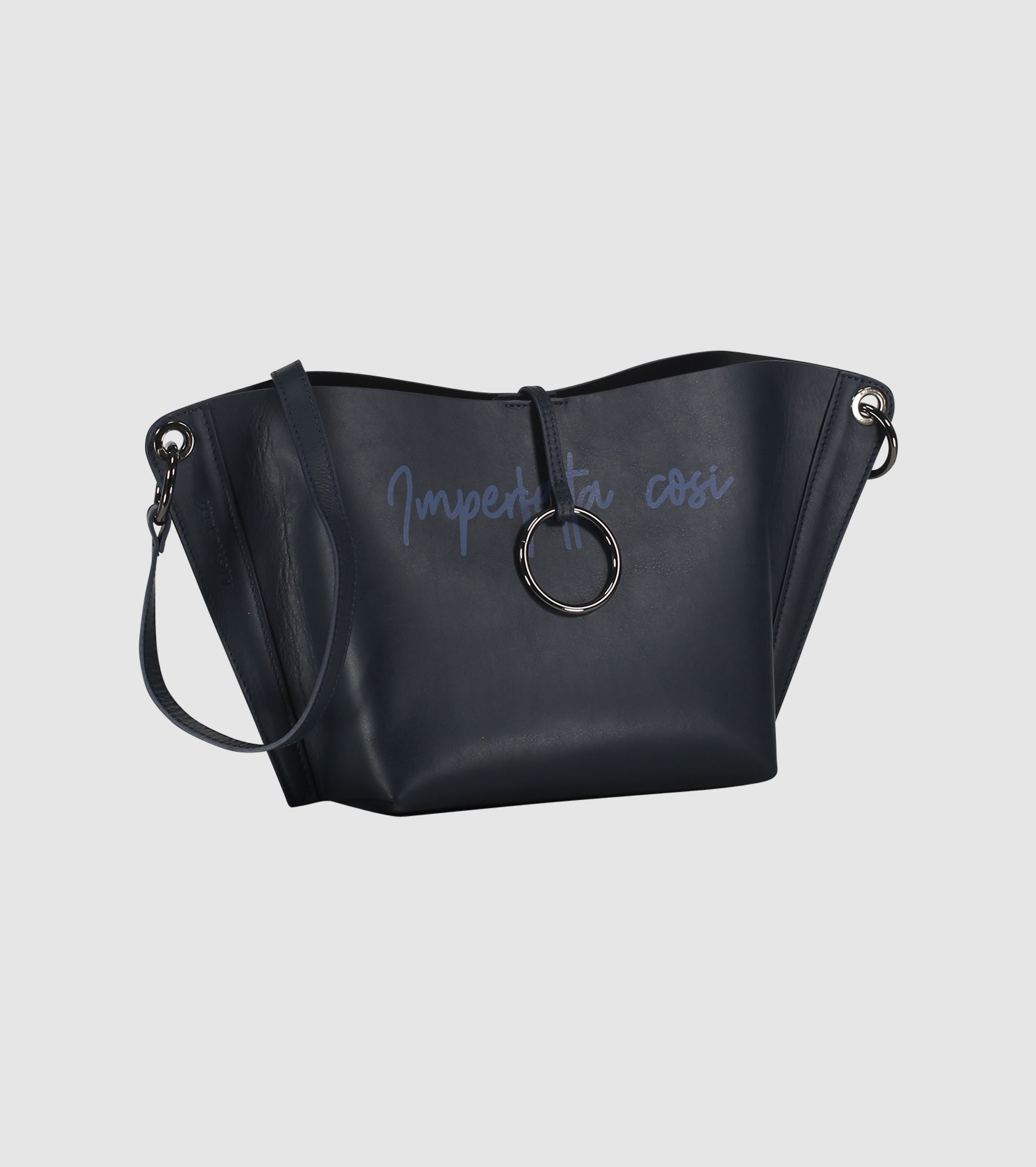 Borsa a spalla in pelle con lettering