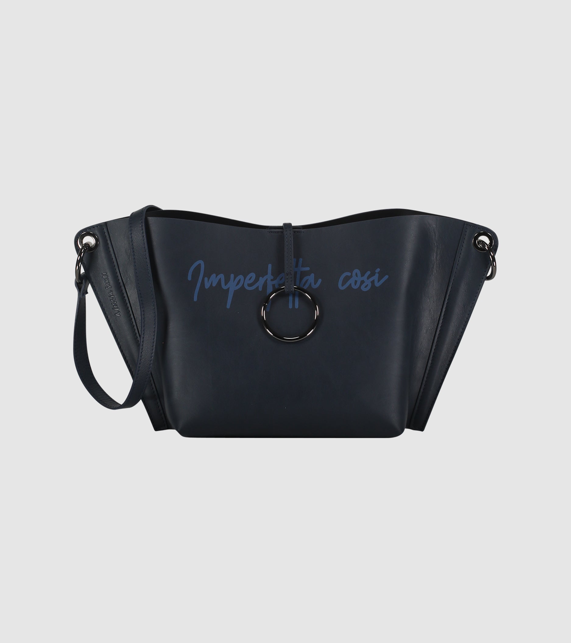 Borsa a spalla in pelle con lettering