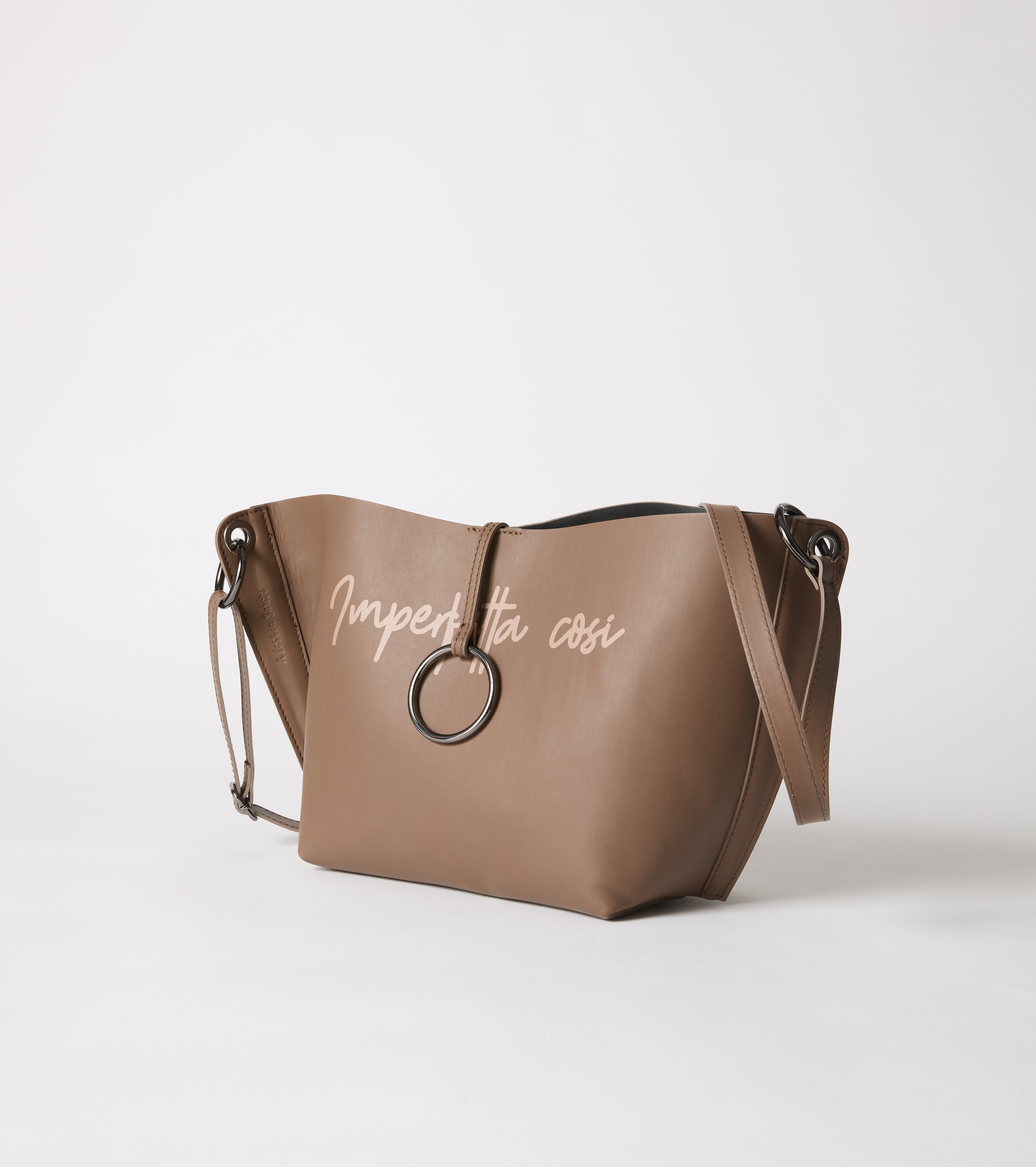 Borsa a spalla in pelle con lettering