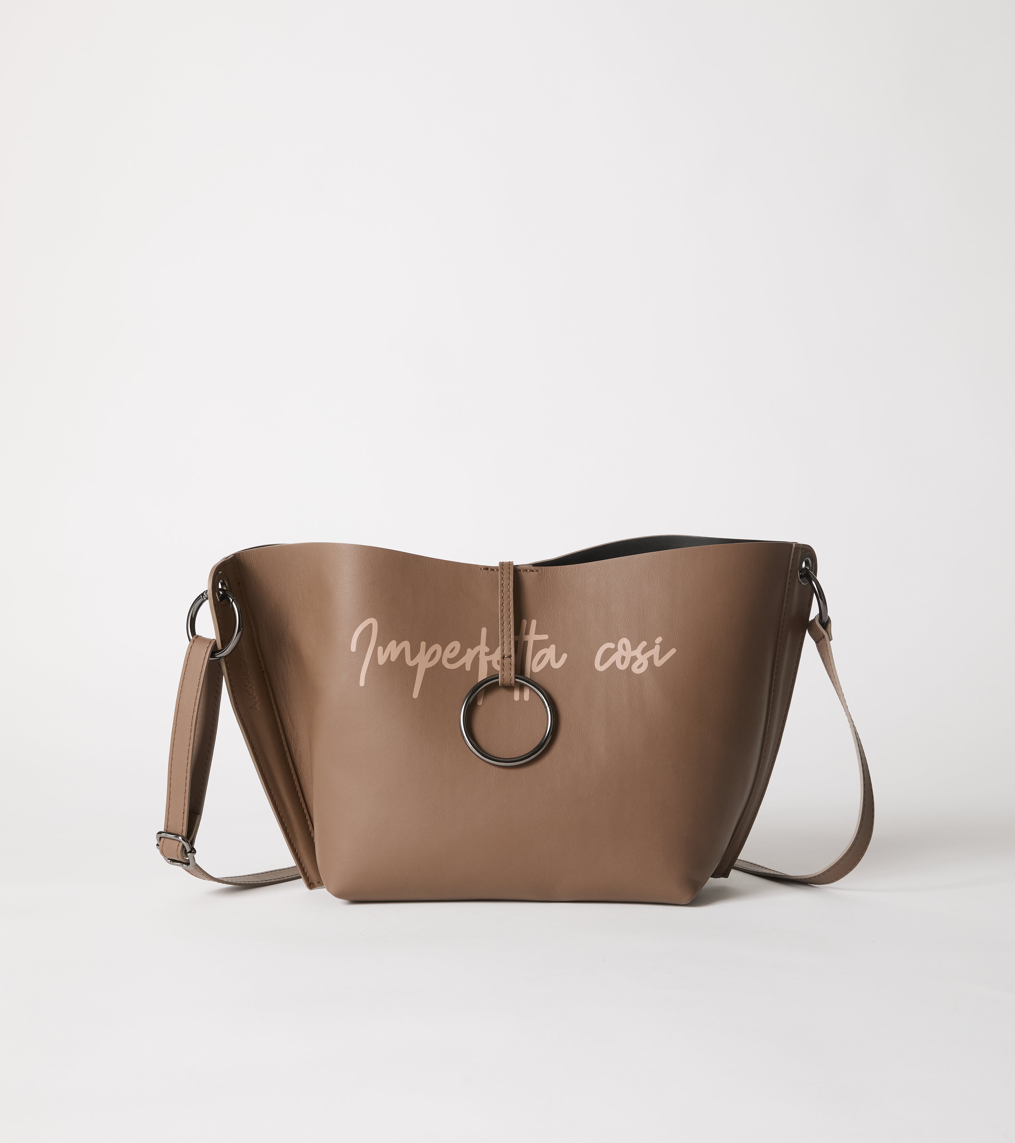 Borsa a spalla in pelle con lettering