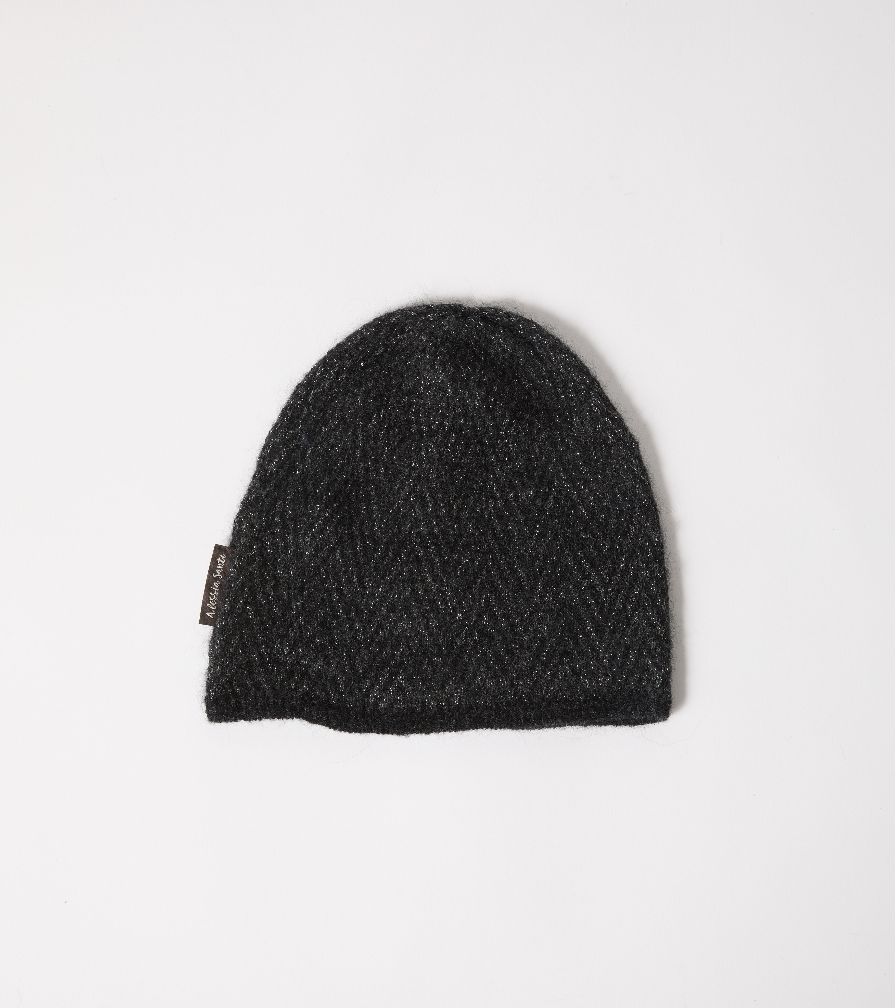 Berretto beanie in filato di lana e lurex