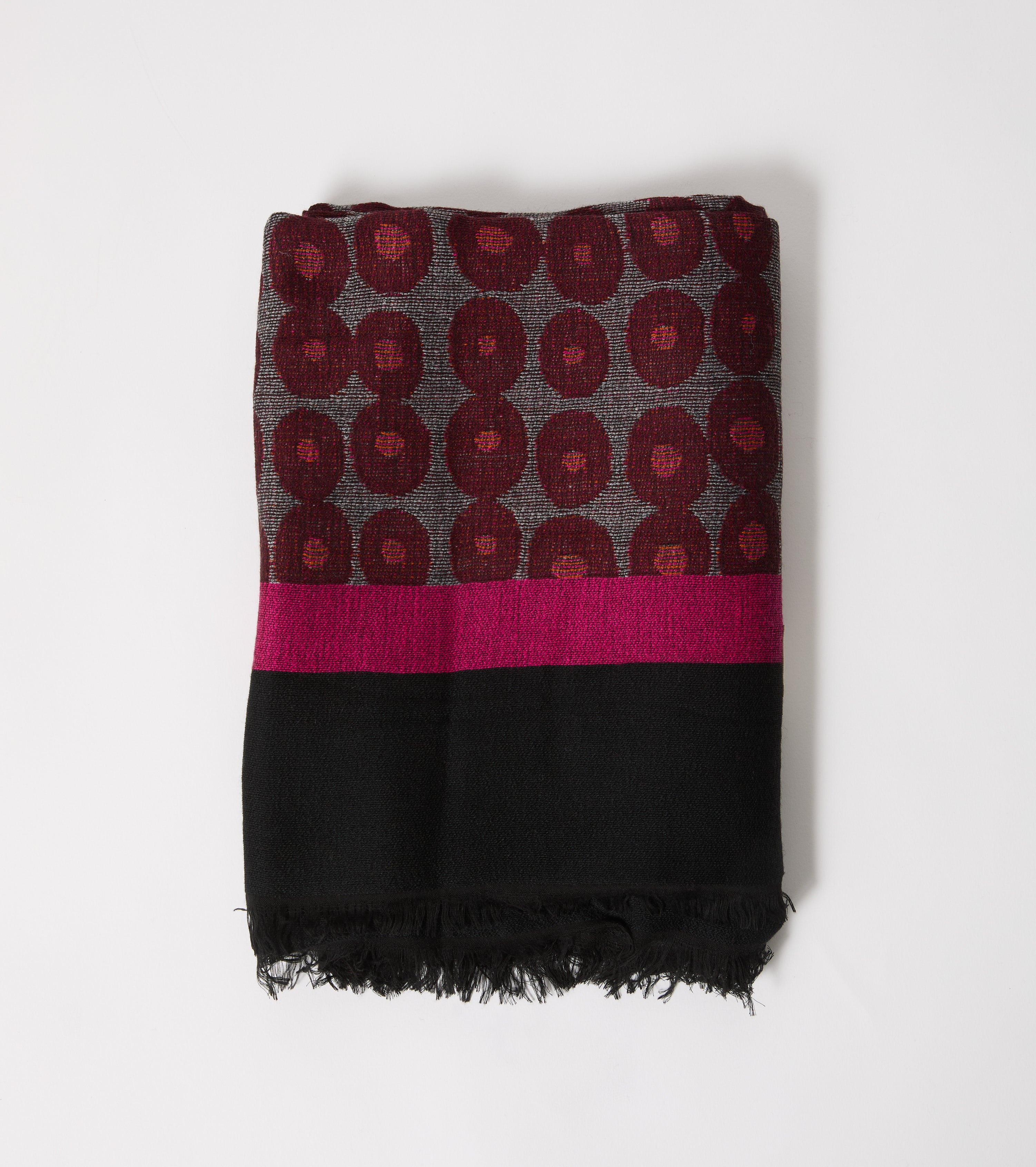 Sciarpa in lana jacquard con frange