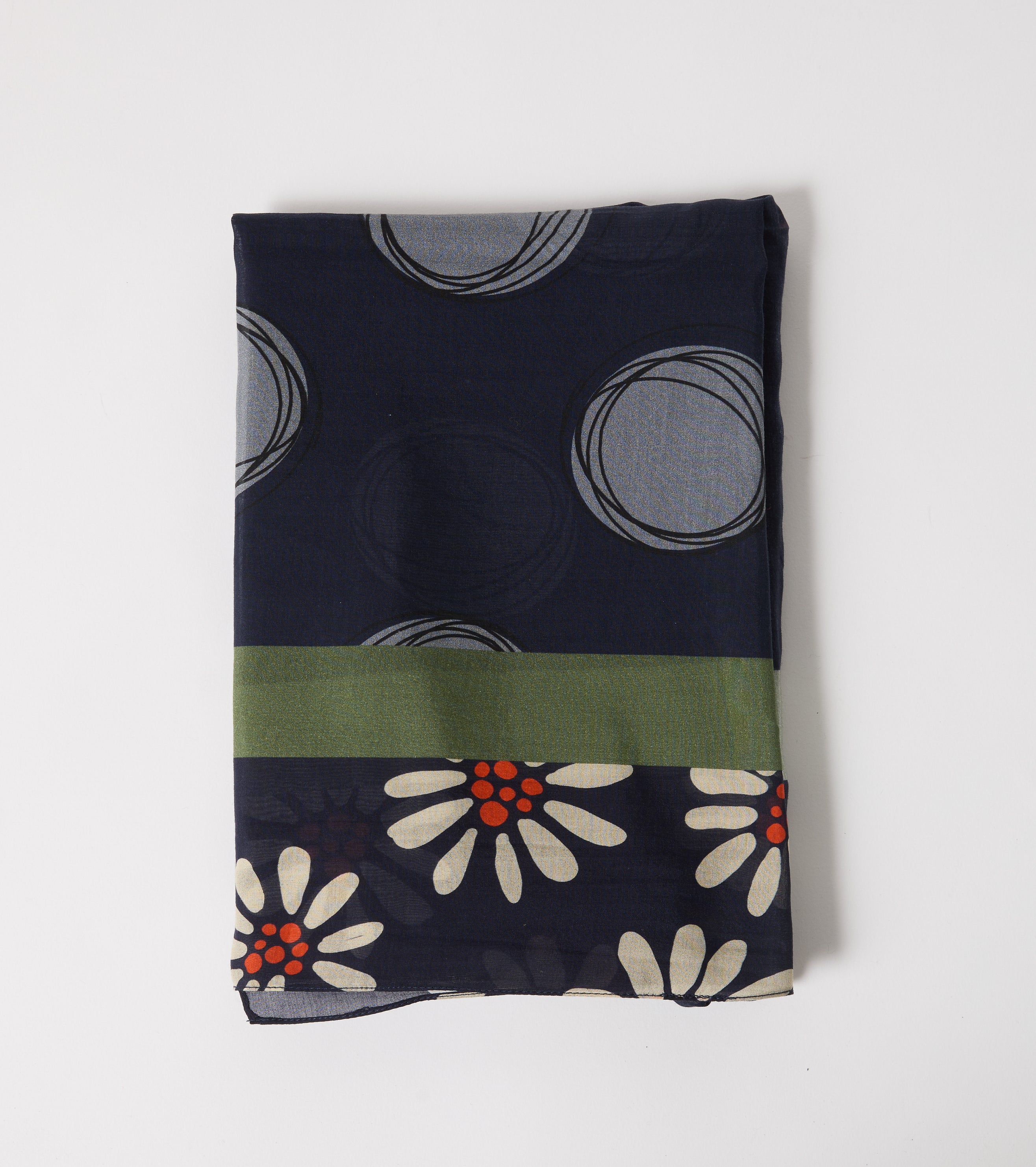 Cotton and silk scarf with flowers