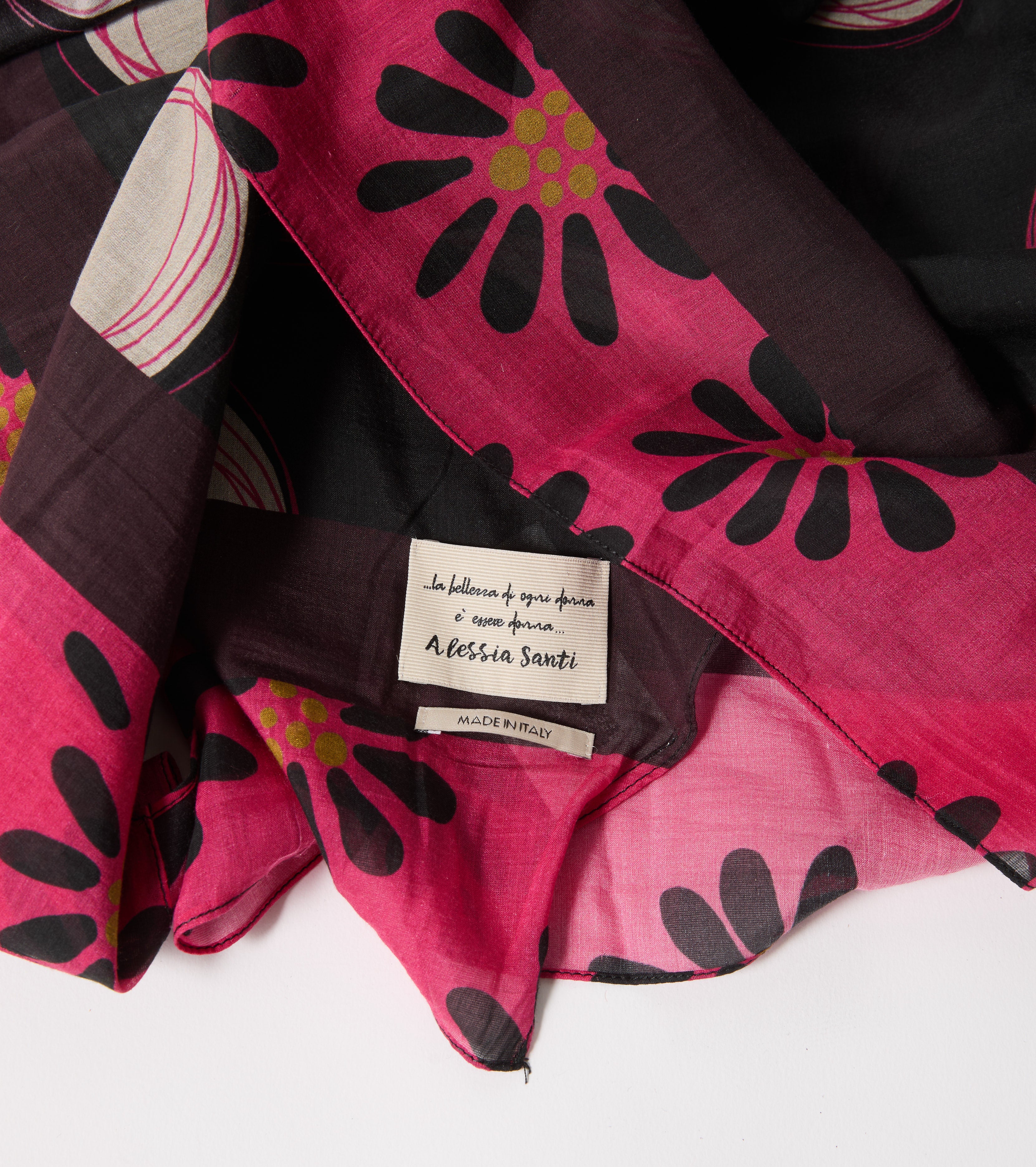Cotton and silk scarf with flowers
