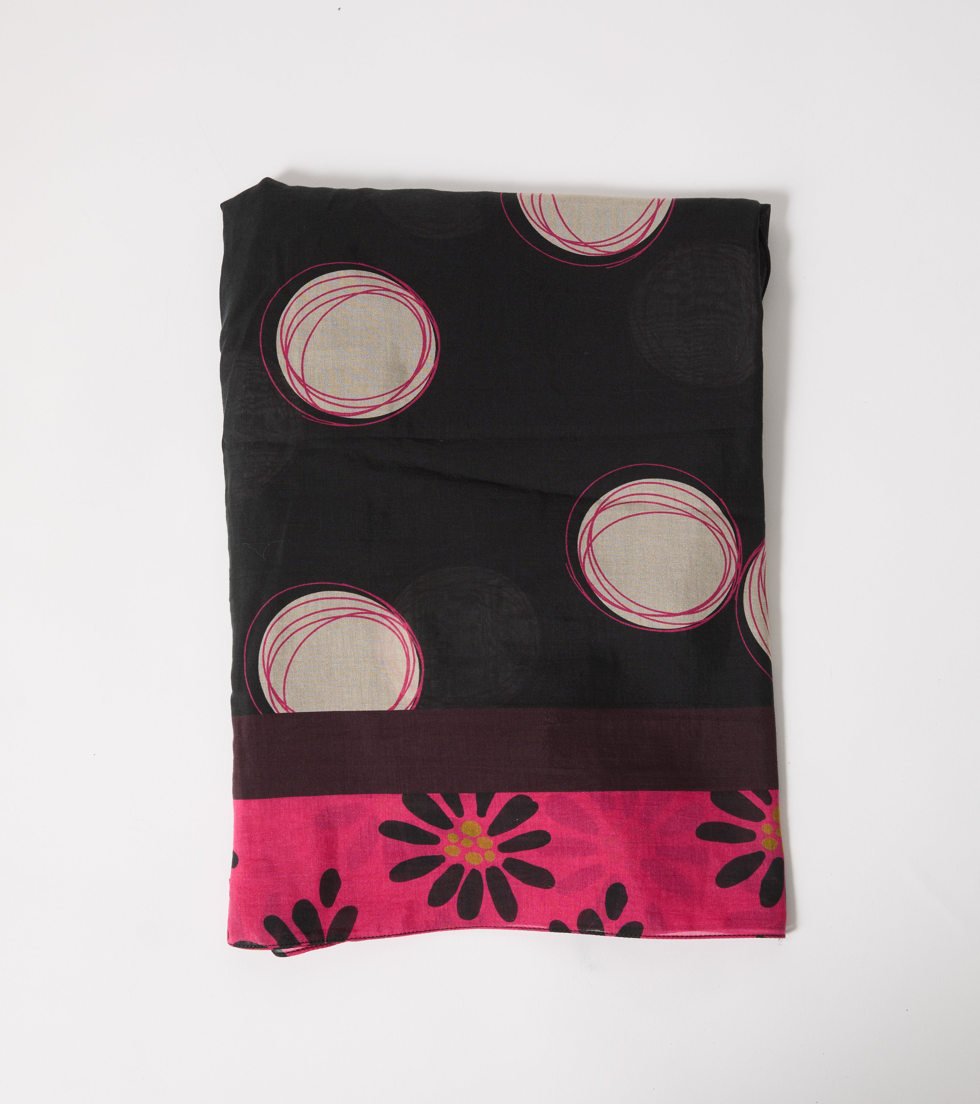 Cotton and silk scarf with flowers