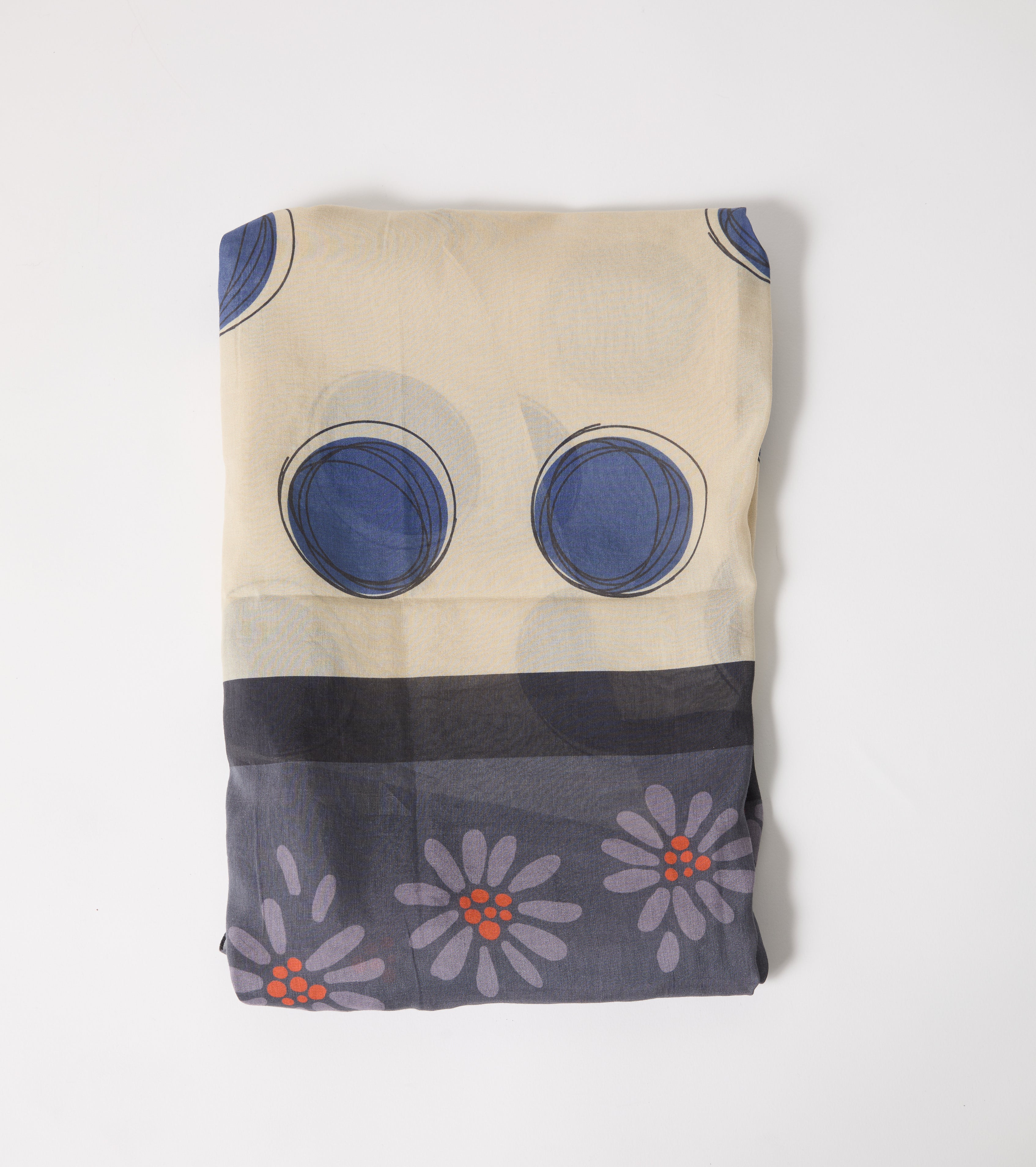 Cotton and silk scarf with flowers