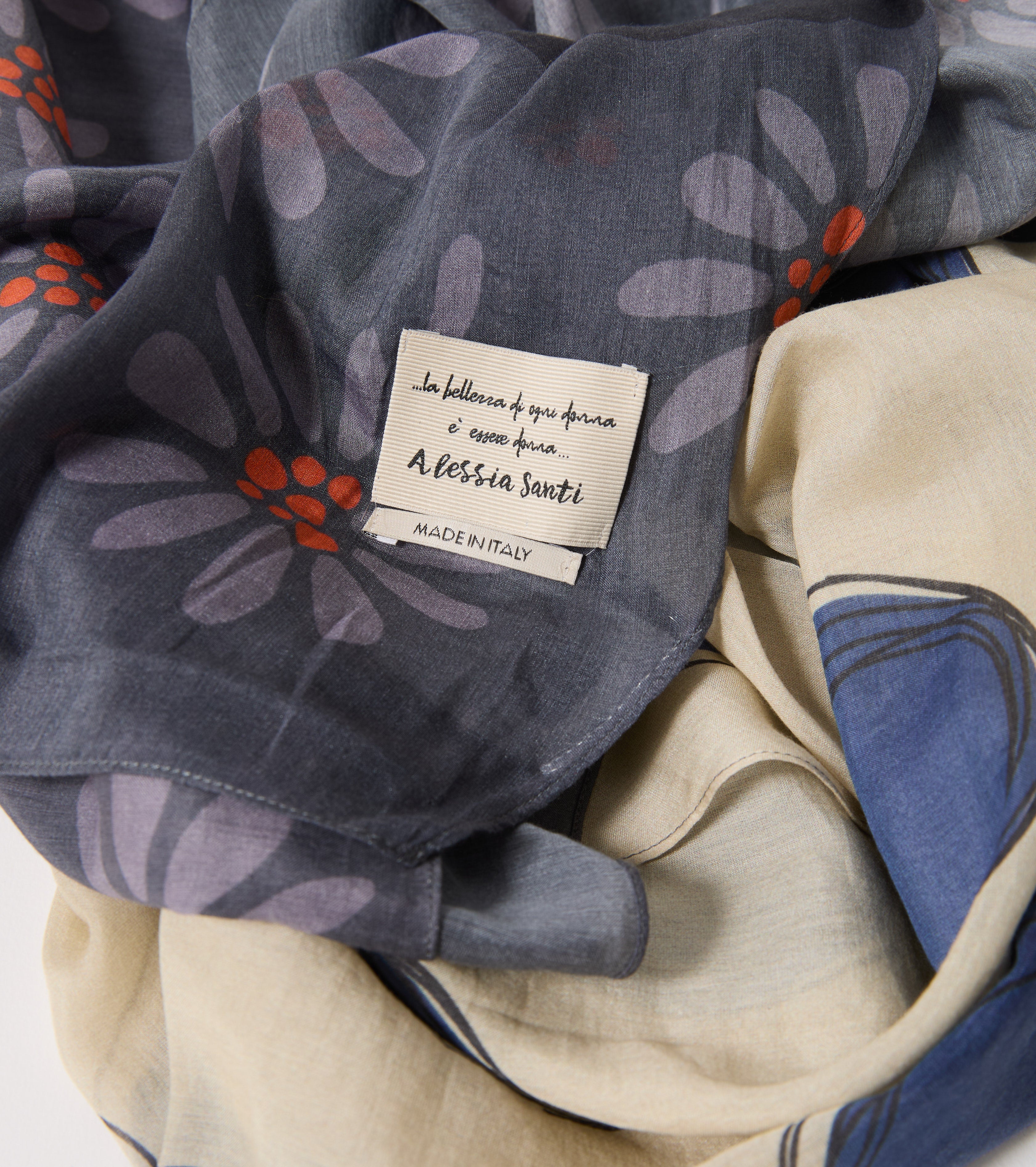 Cotton and silk scarf with flowers
