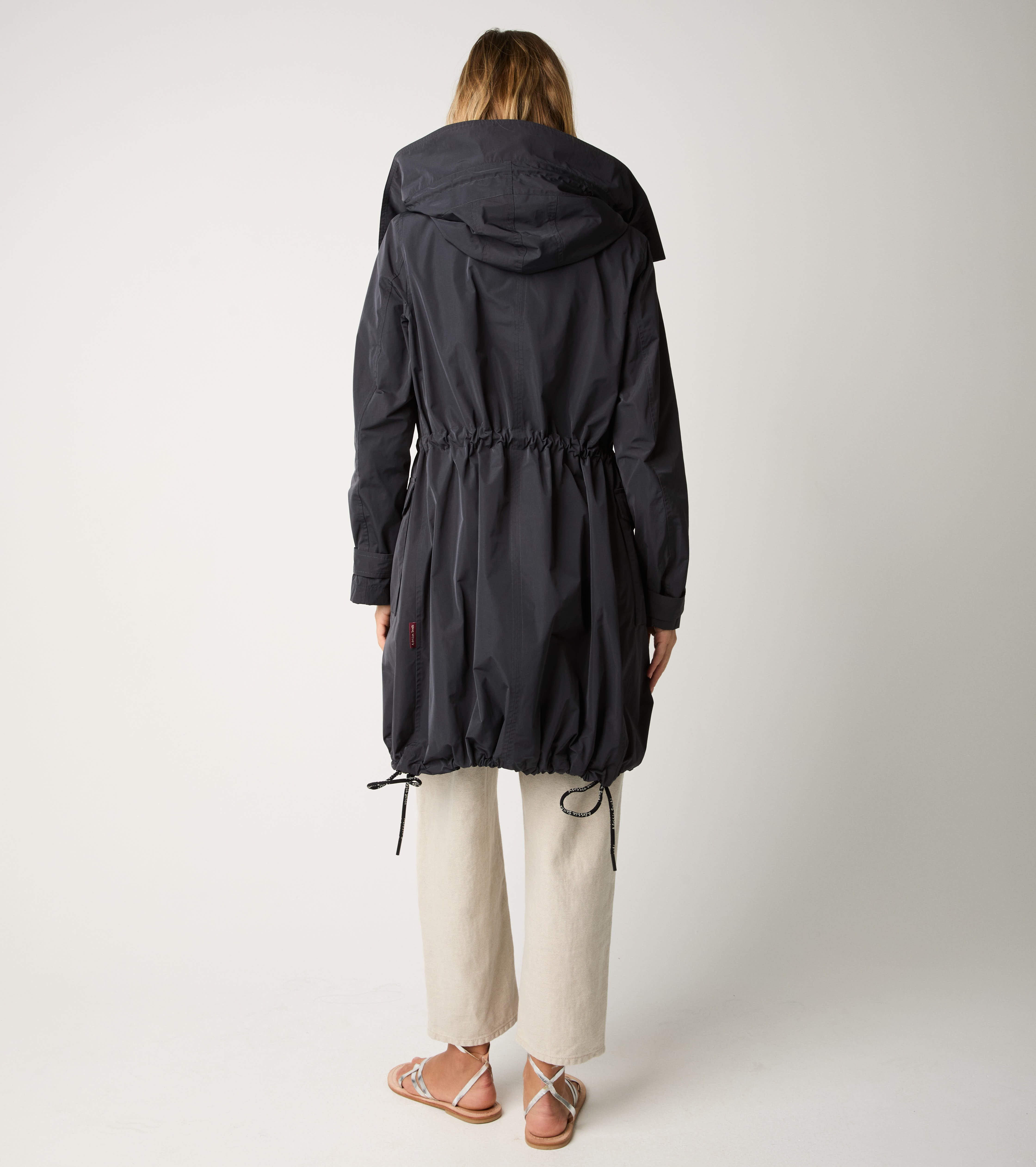 Parka lungo antigoccia con cappuccio lavagna