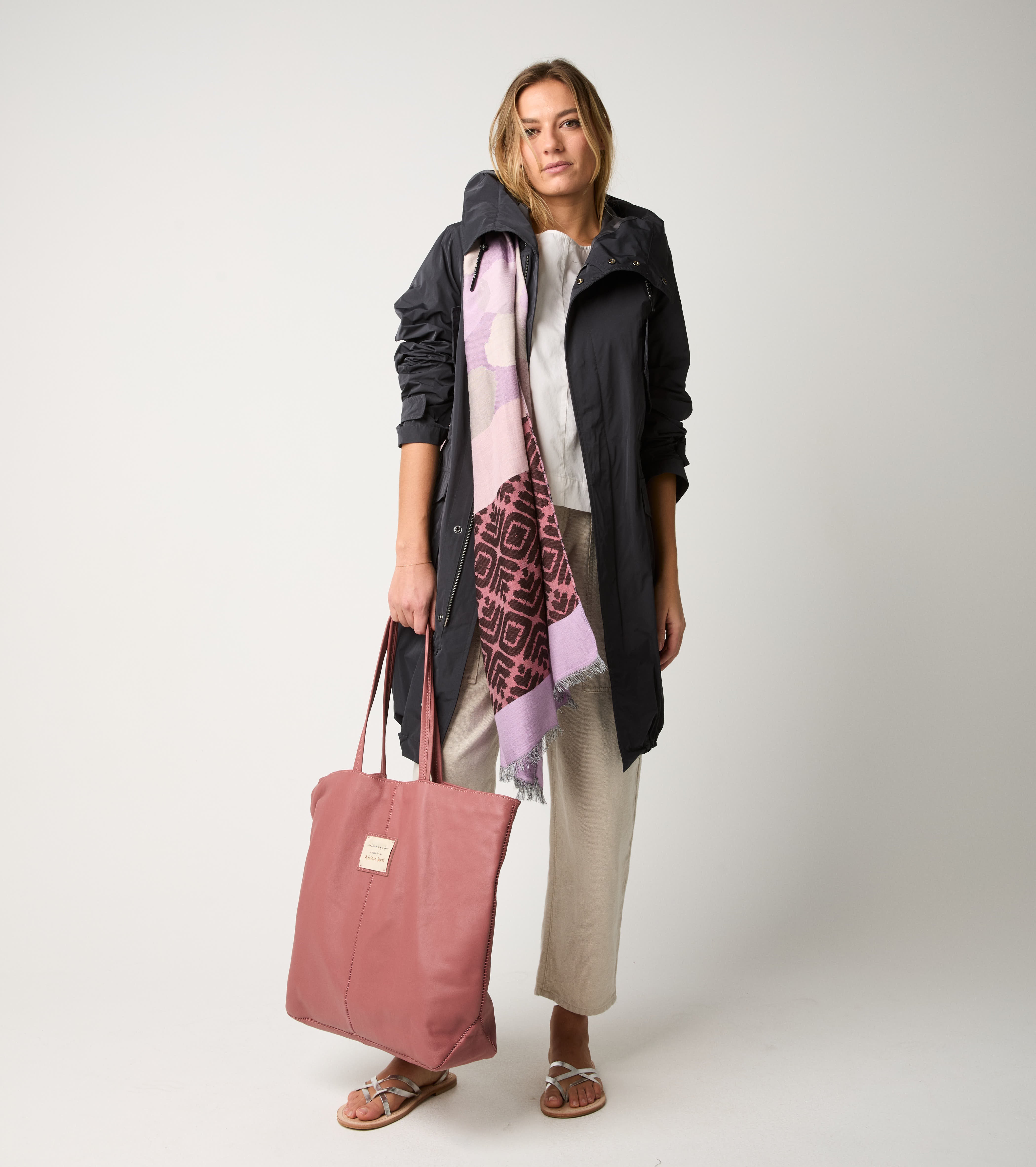 Parka lungo antigoccia con cappuccio lavagna