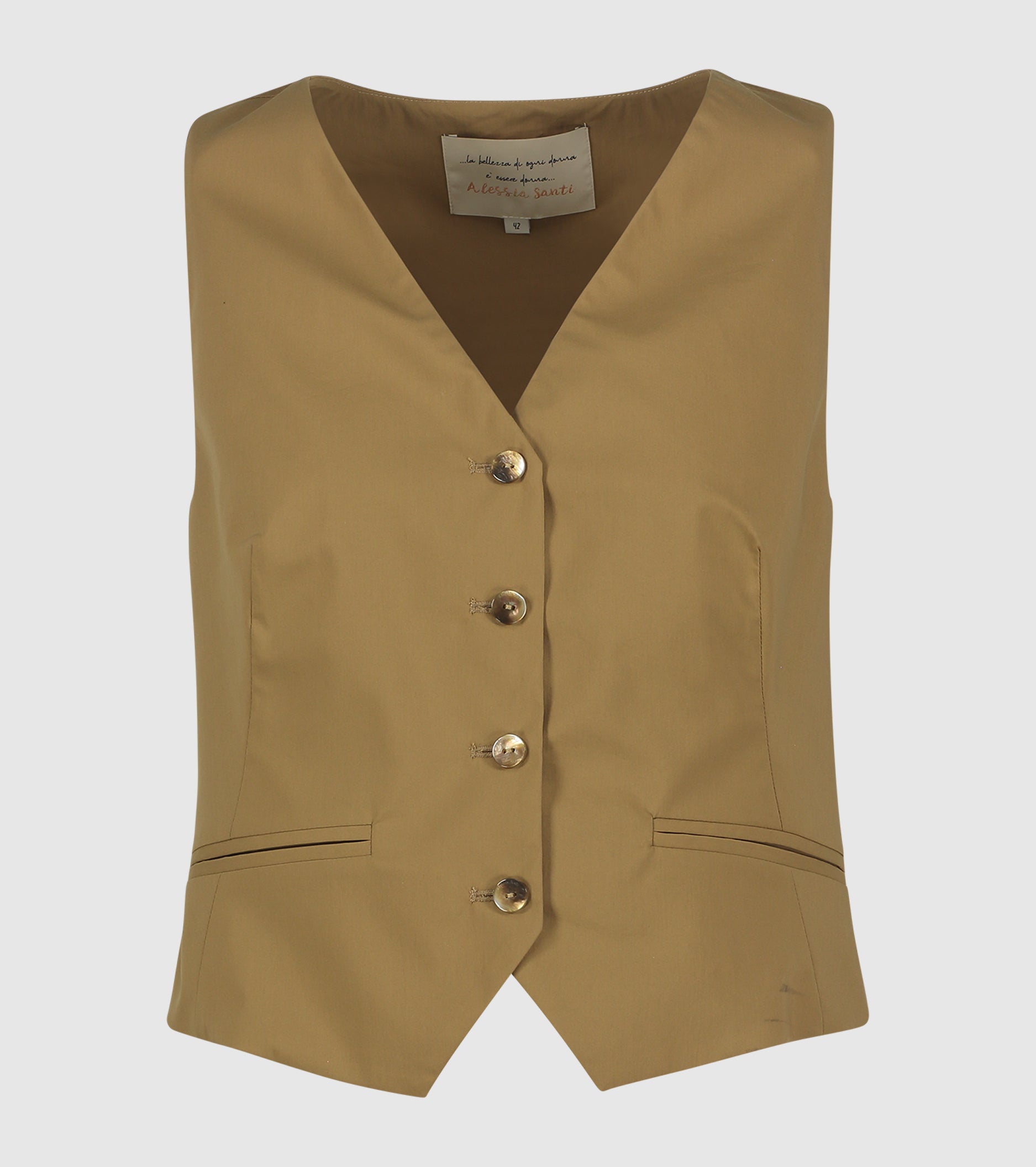Gilet con bottoni e scollo a V ermellino