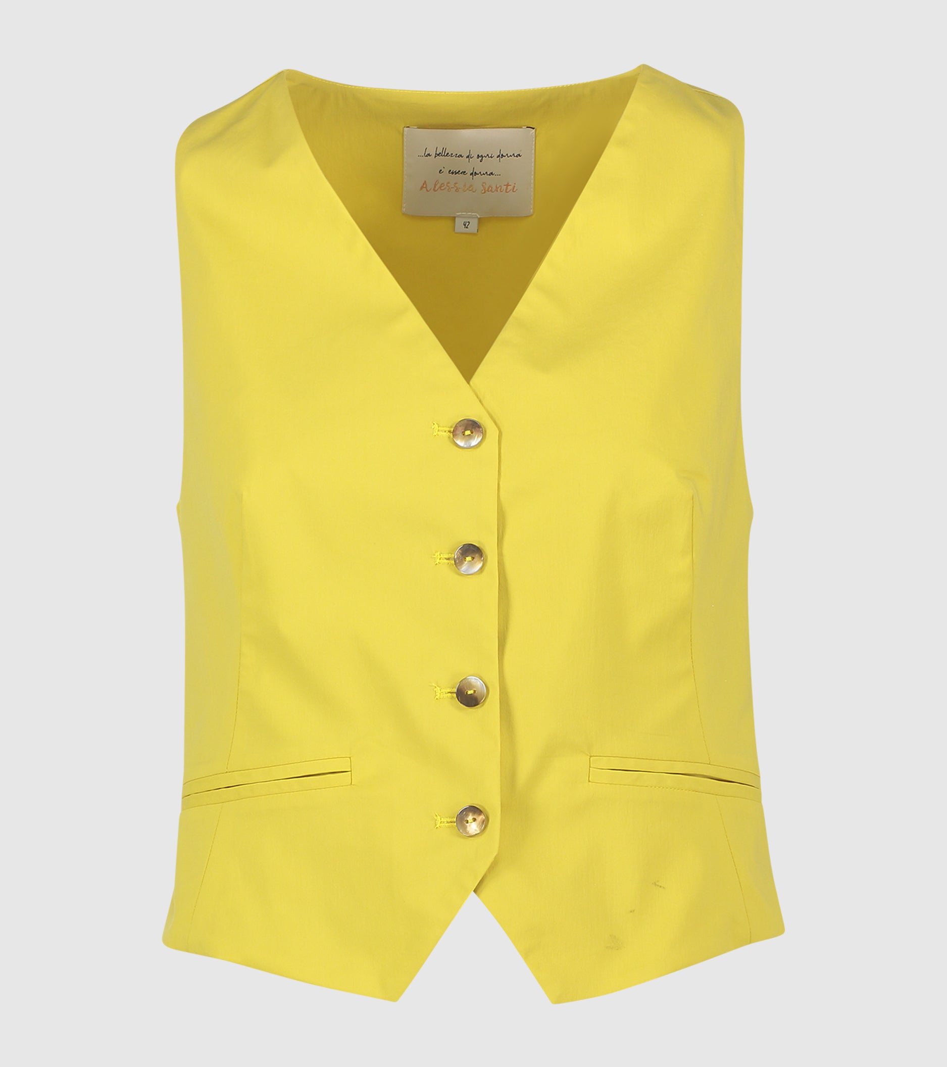 Gilet con bottoni e scollo a V olio