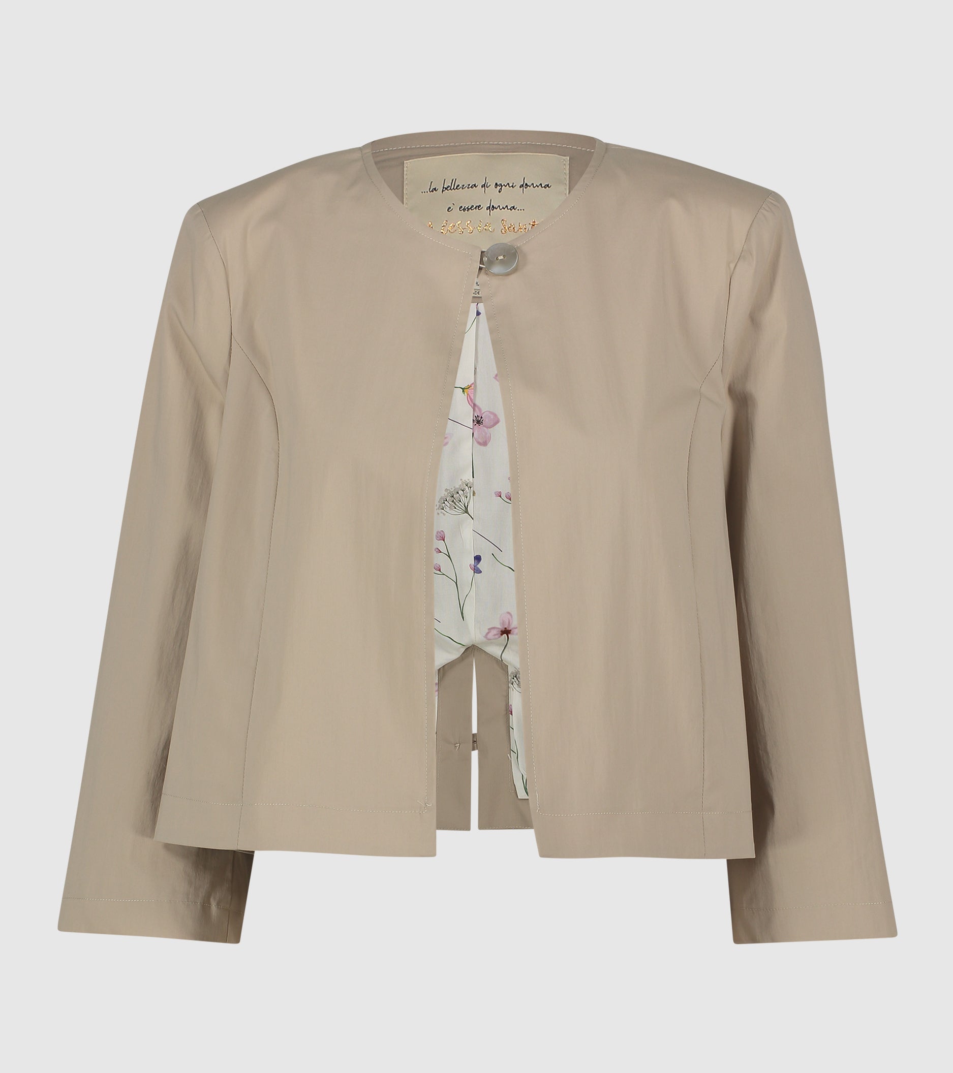 Giacca cropped con maniche a tre quarti gres