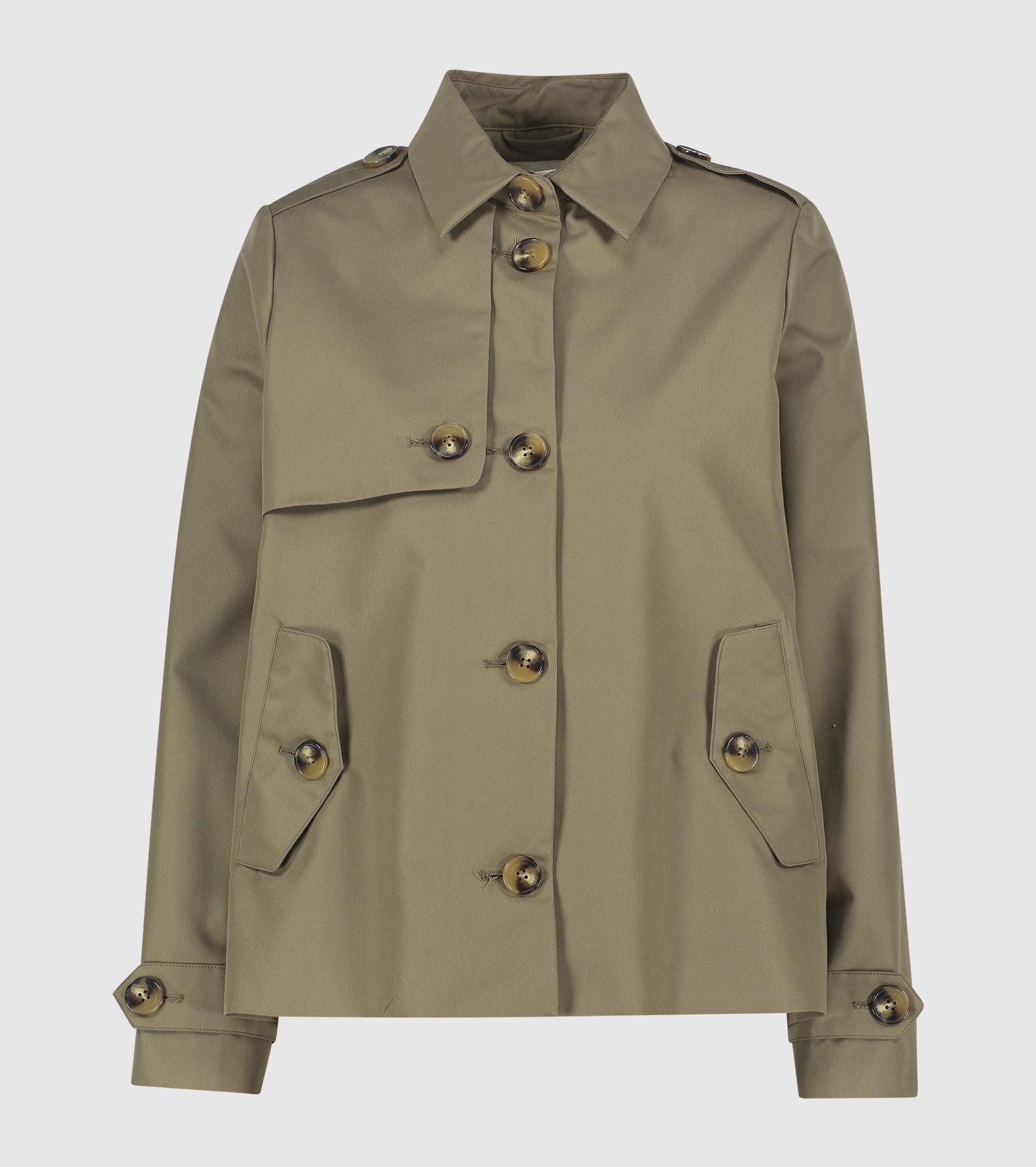 Trench corto con bottoni khaki