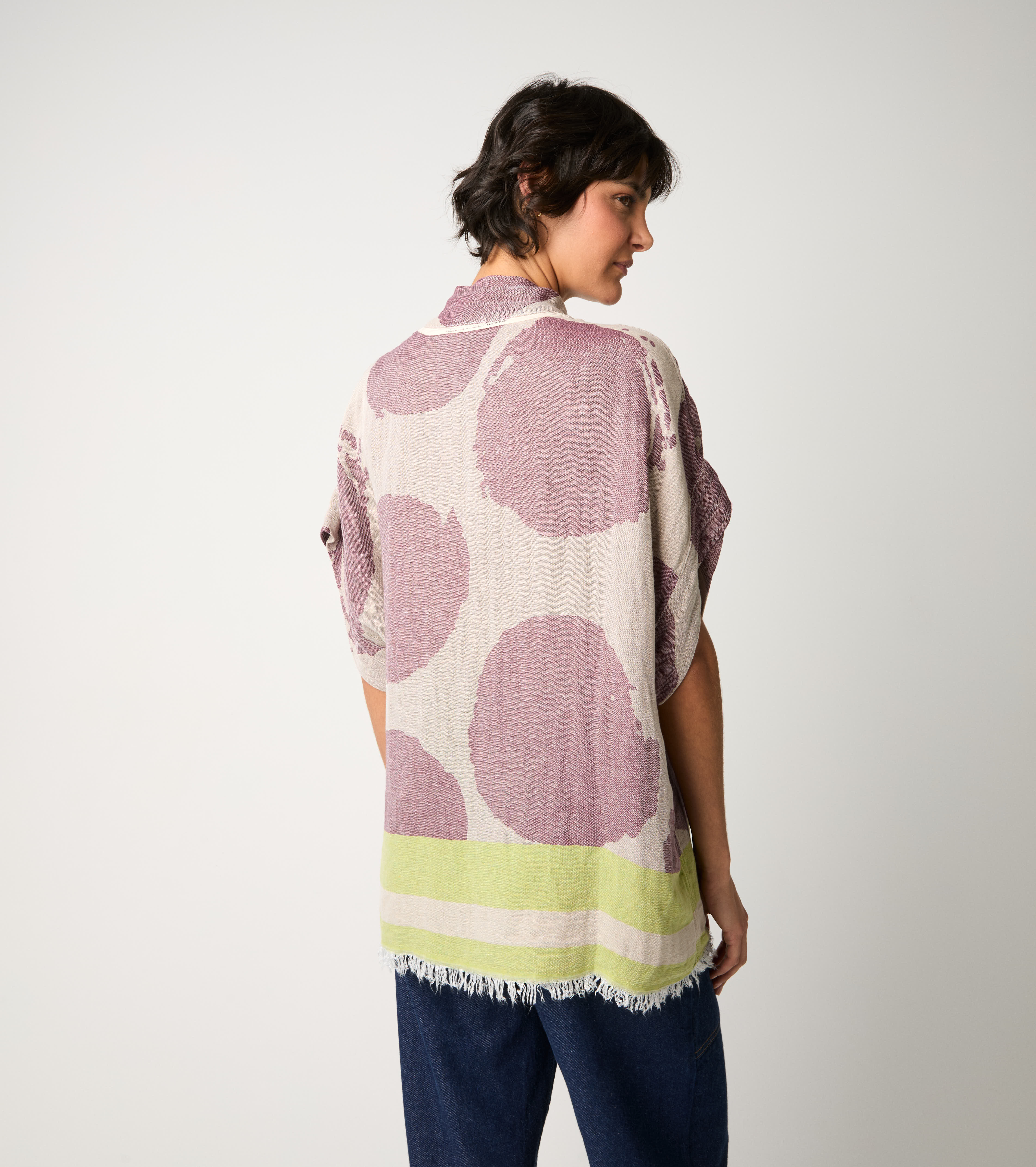 Cotton jacquard ash kimono jacket
