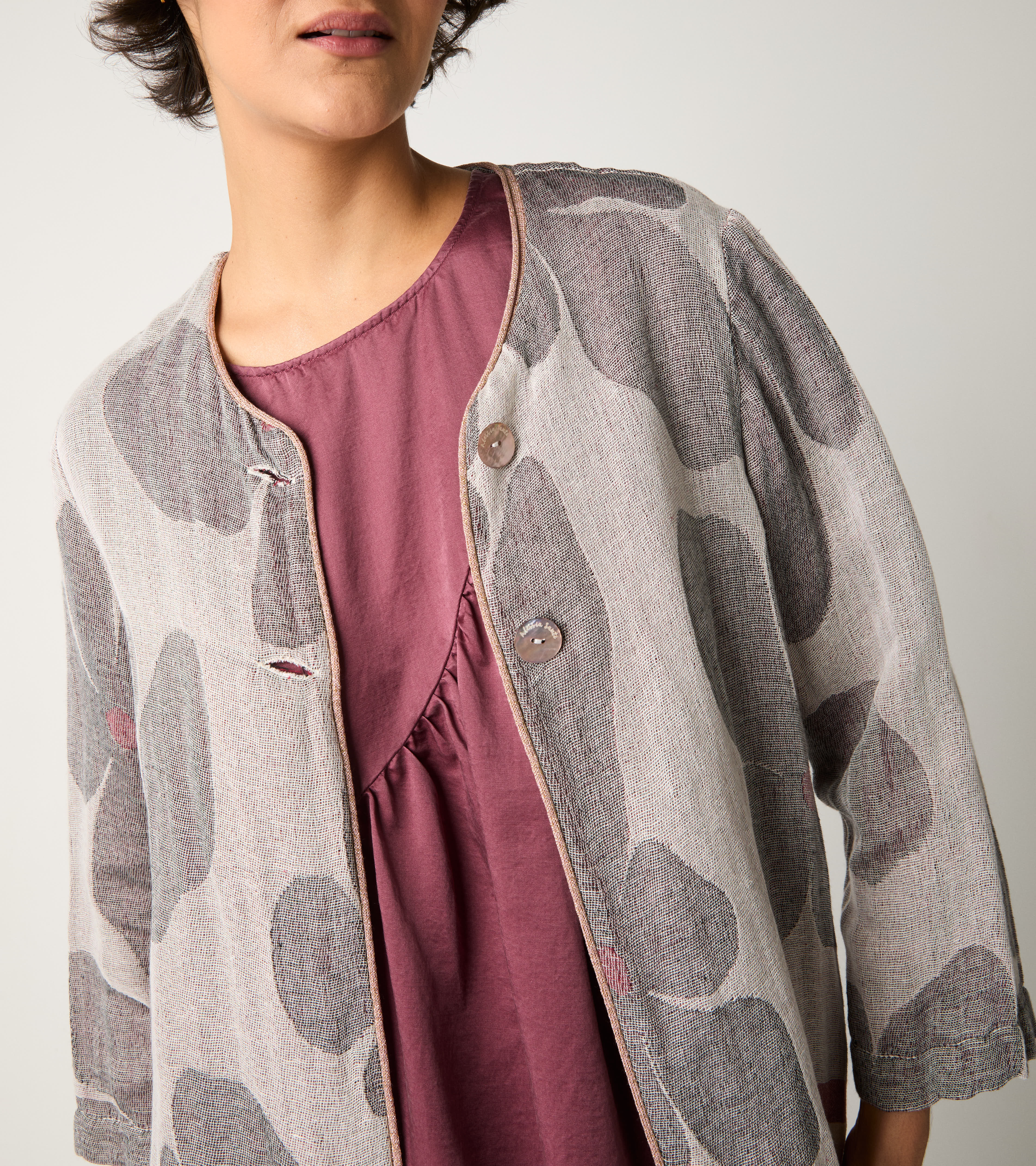Giacca in cotone jacquard sabbia