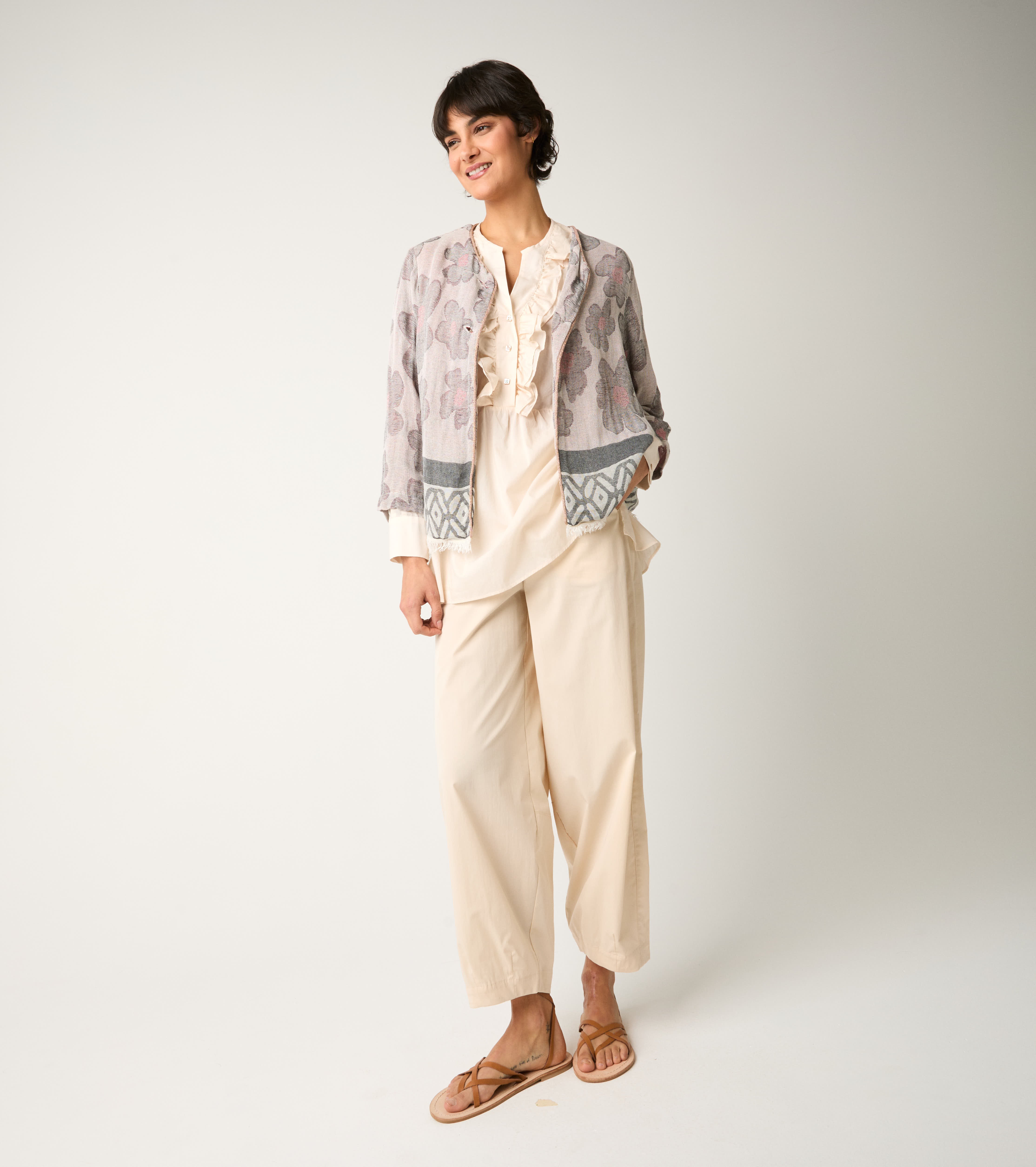 Blusa con bottoni e rouches salina