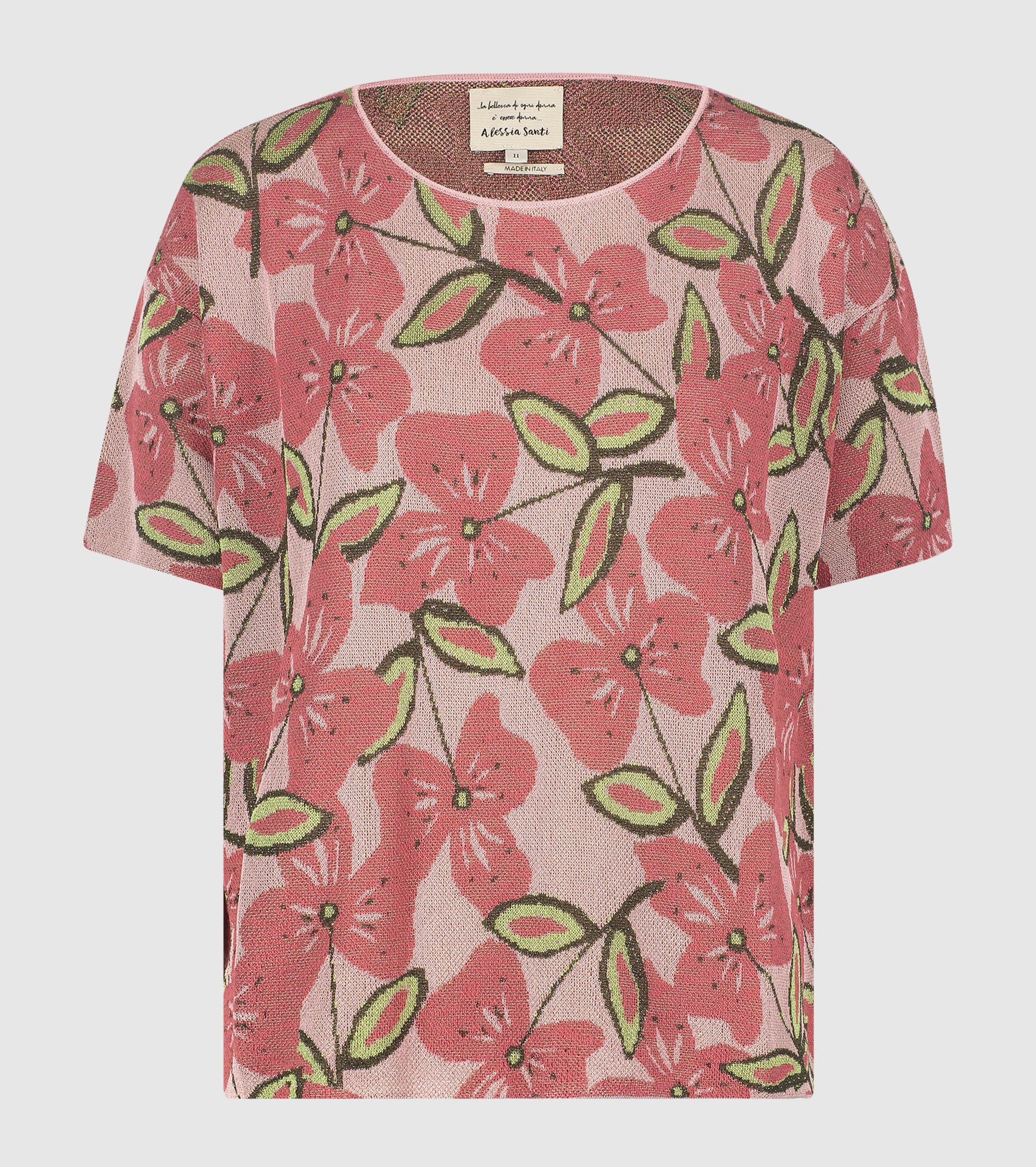 T-shirt jacquard con scollo a barca ombretto